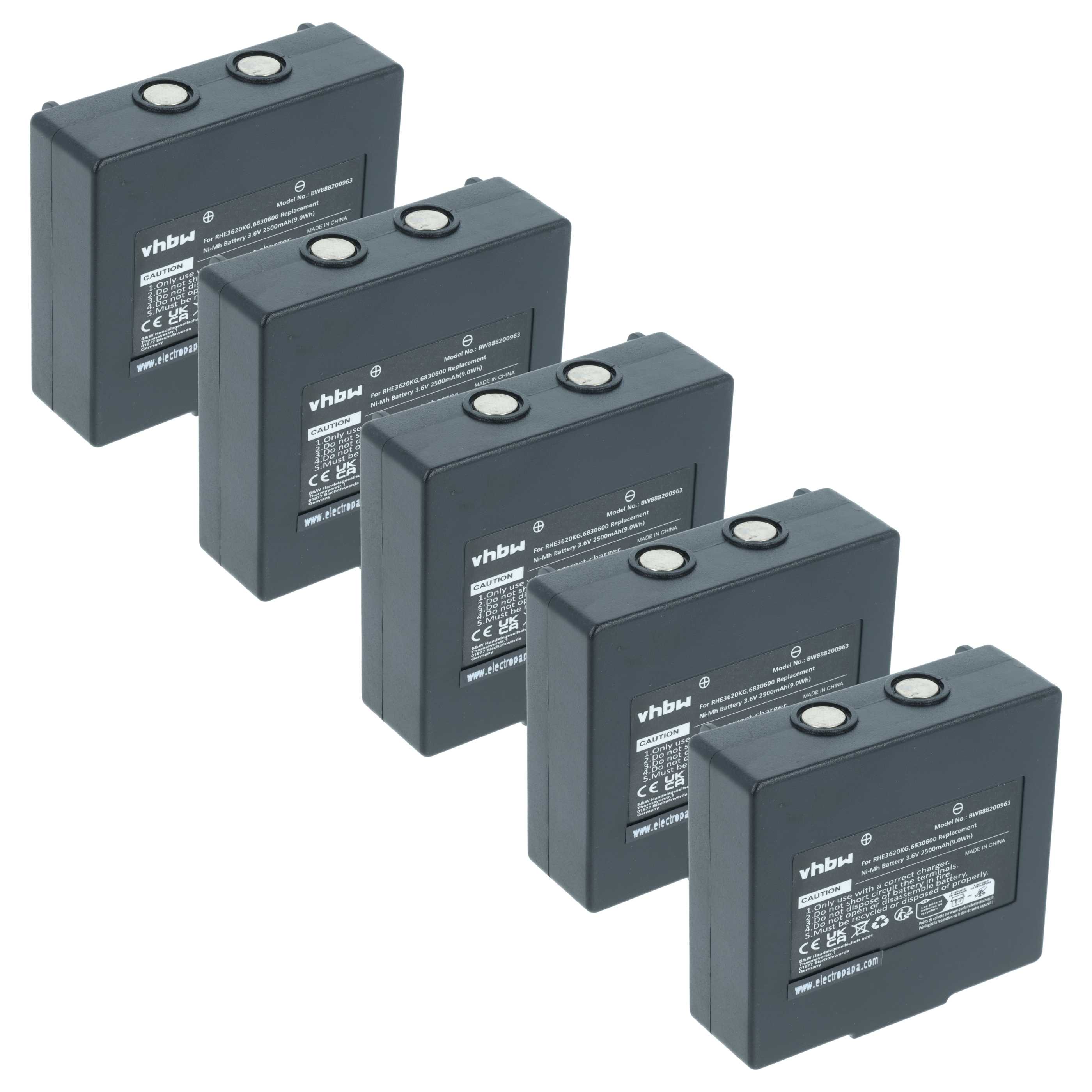 Akku (5 Stück) als Ersatz für Abitron KH68300990, EX2-22 Steuerung - 2500mAh 3,6V NiMH