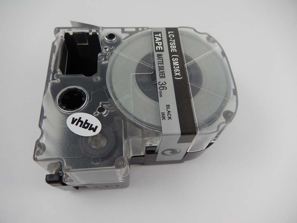 Label Tape as Replacement for Epson LC-7SBE - 36 mm Black to Silver