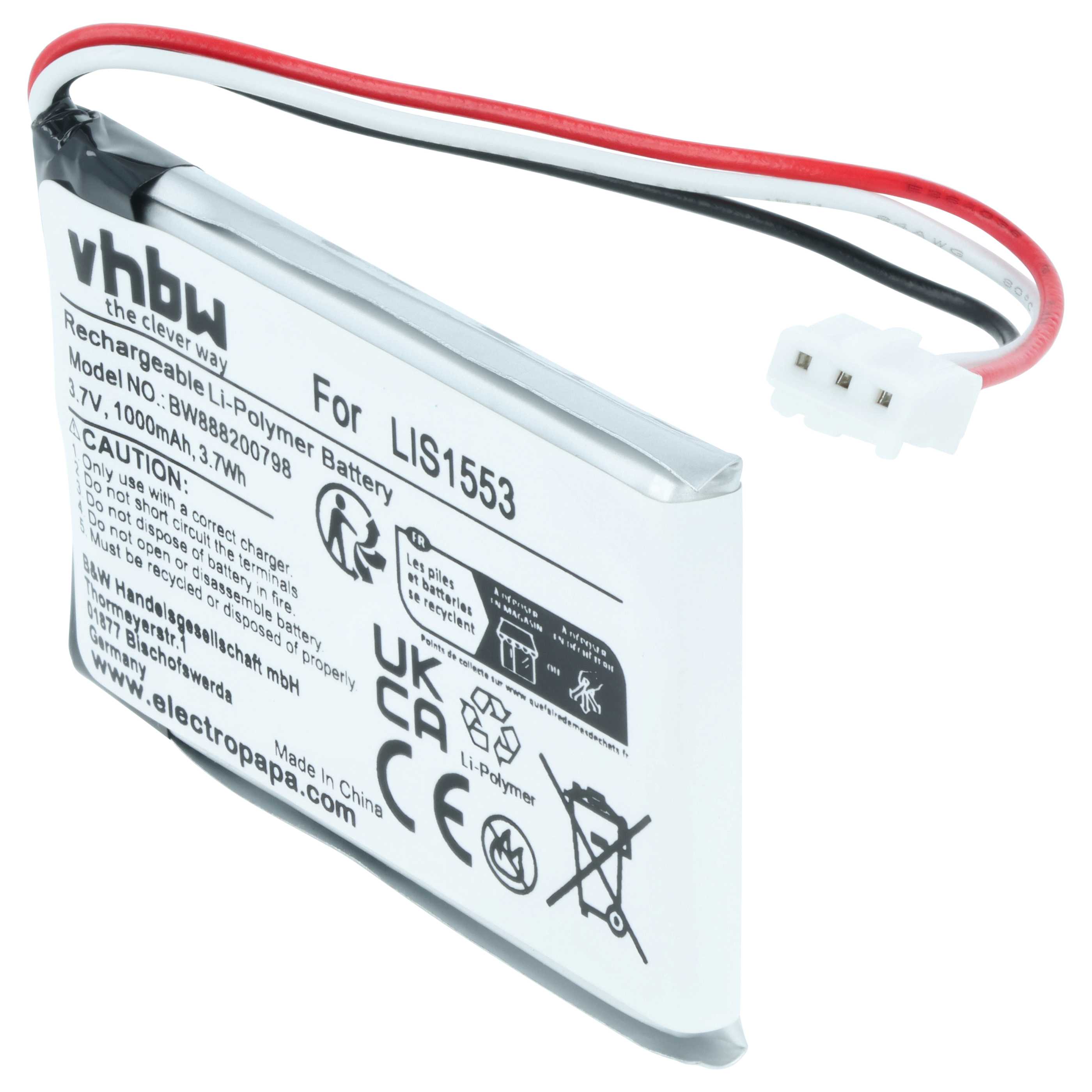 Akumulator do słuchawek bezprzewodowych zamiennik Sony LIS1553(SY6), LIS1553 - 1000 mAh 3,7 V LiPo