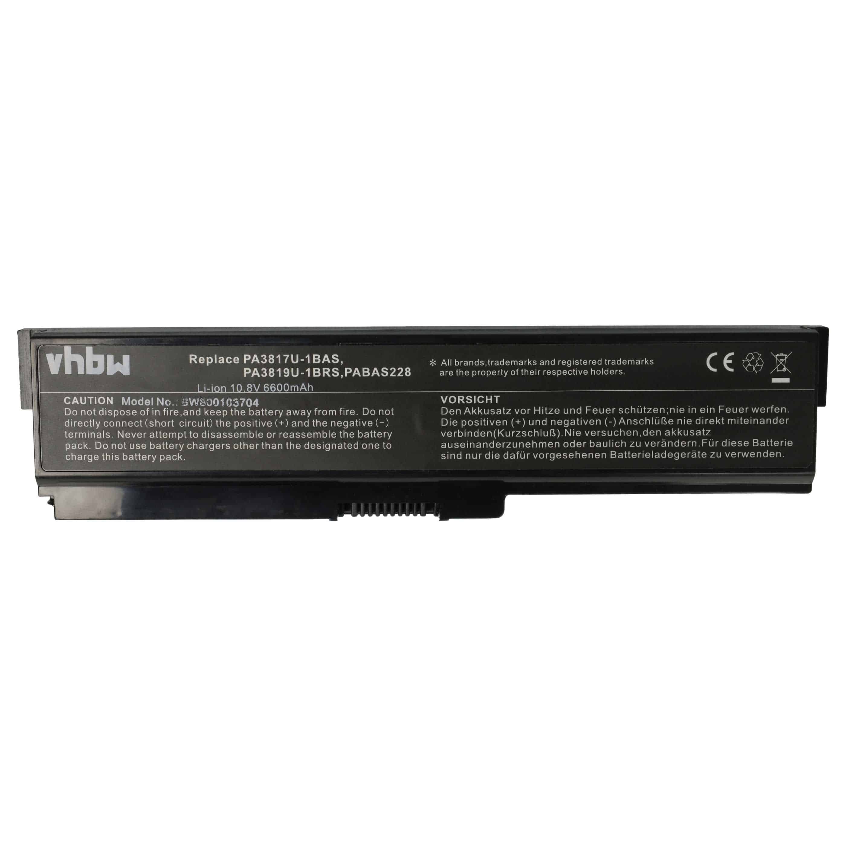 Akumulator do laptopa zamiennik Toshiba PA3817U-1BRS, PA3817U-1BAS - 6600 mAh 11,1 V Li-Ion, czarny