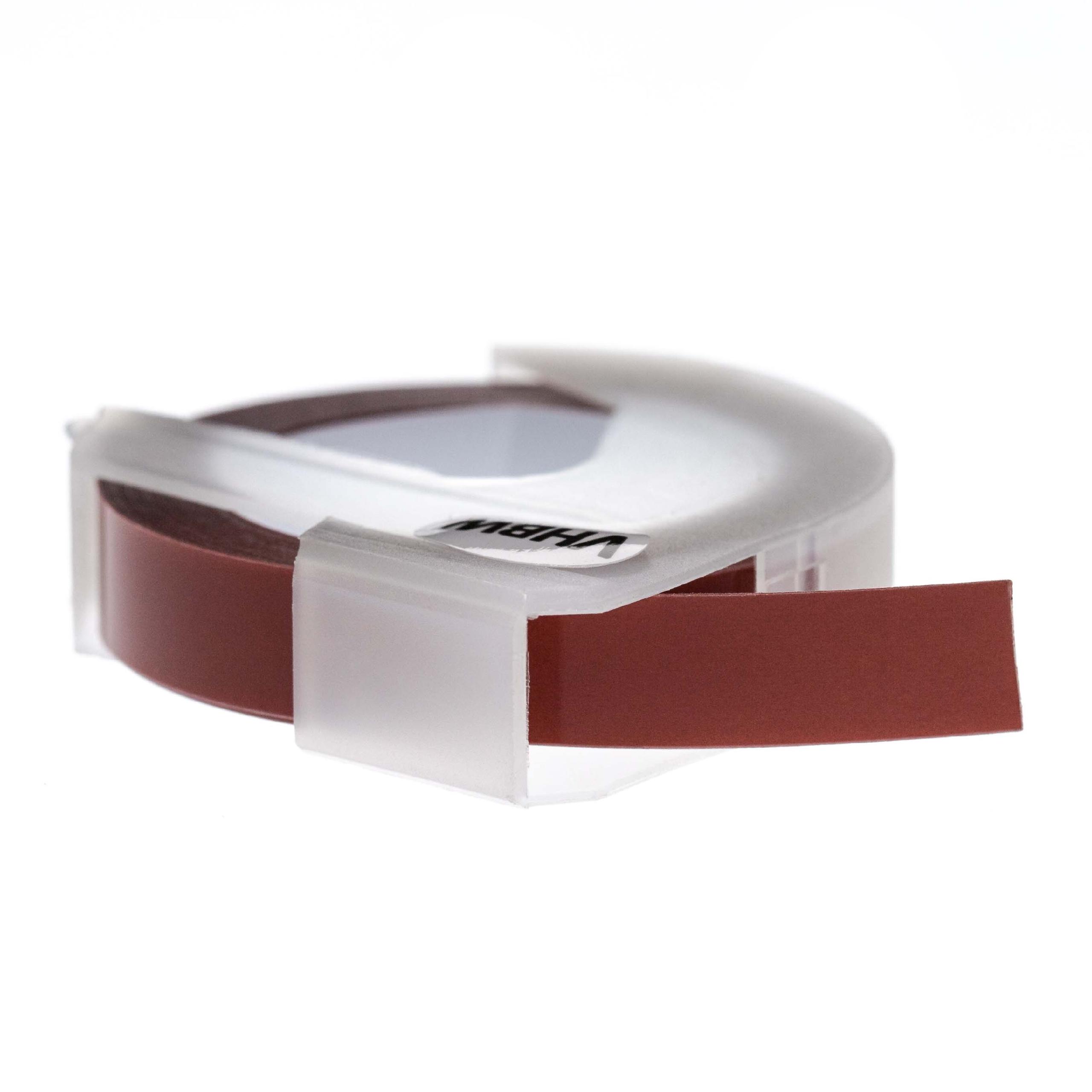 Cassette à ruban, gaufrage relief remplace Dymo 0898180, S0898180 - 9mm lettrage Blanc ruban Marron châtain
