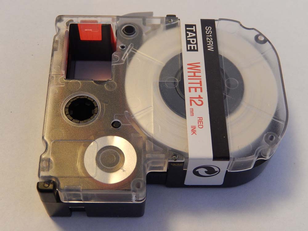 Label Tape as Replacement for Epson LC-4WRN - 12 mm Red to White