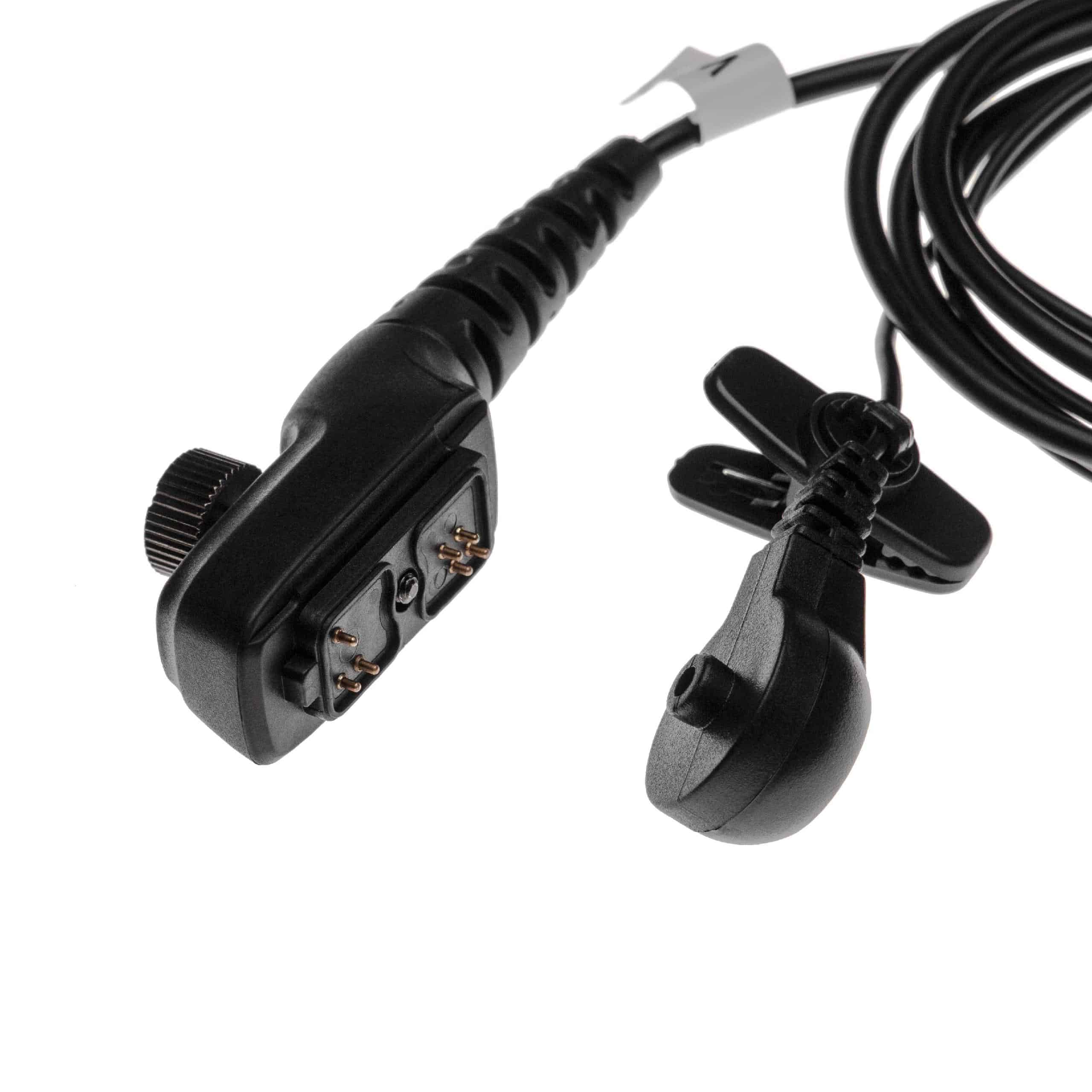 Oreillette de talkie-walkie pour HYT/Hytera PD700 et autres - Avec microphone PTT + support clip, noir