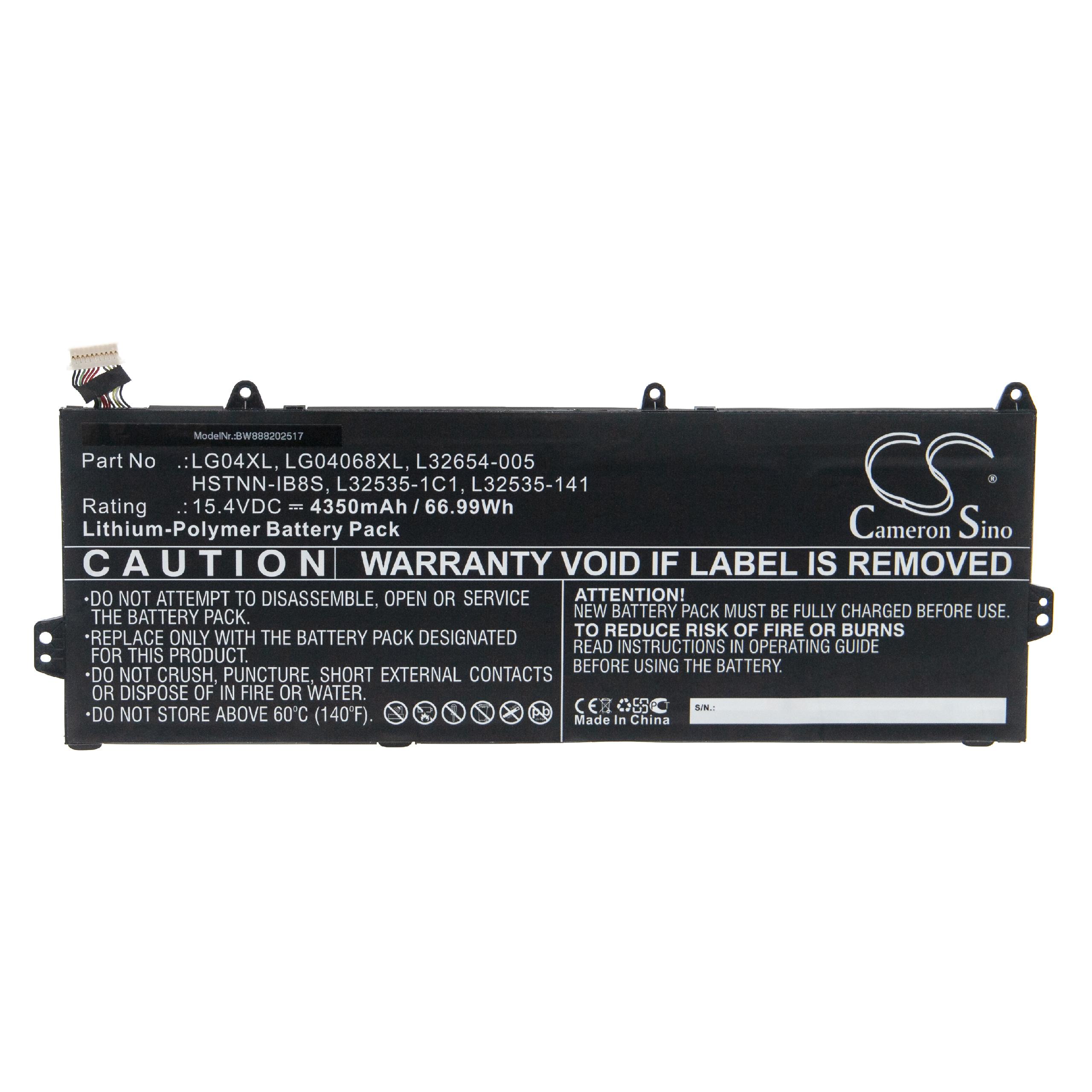 Notebook Battery Replacement for HP HSTNN-IB8S, L32535-141, L32535-1C1, L32654-005 - 4350mAh 15.4V Li-polymer