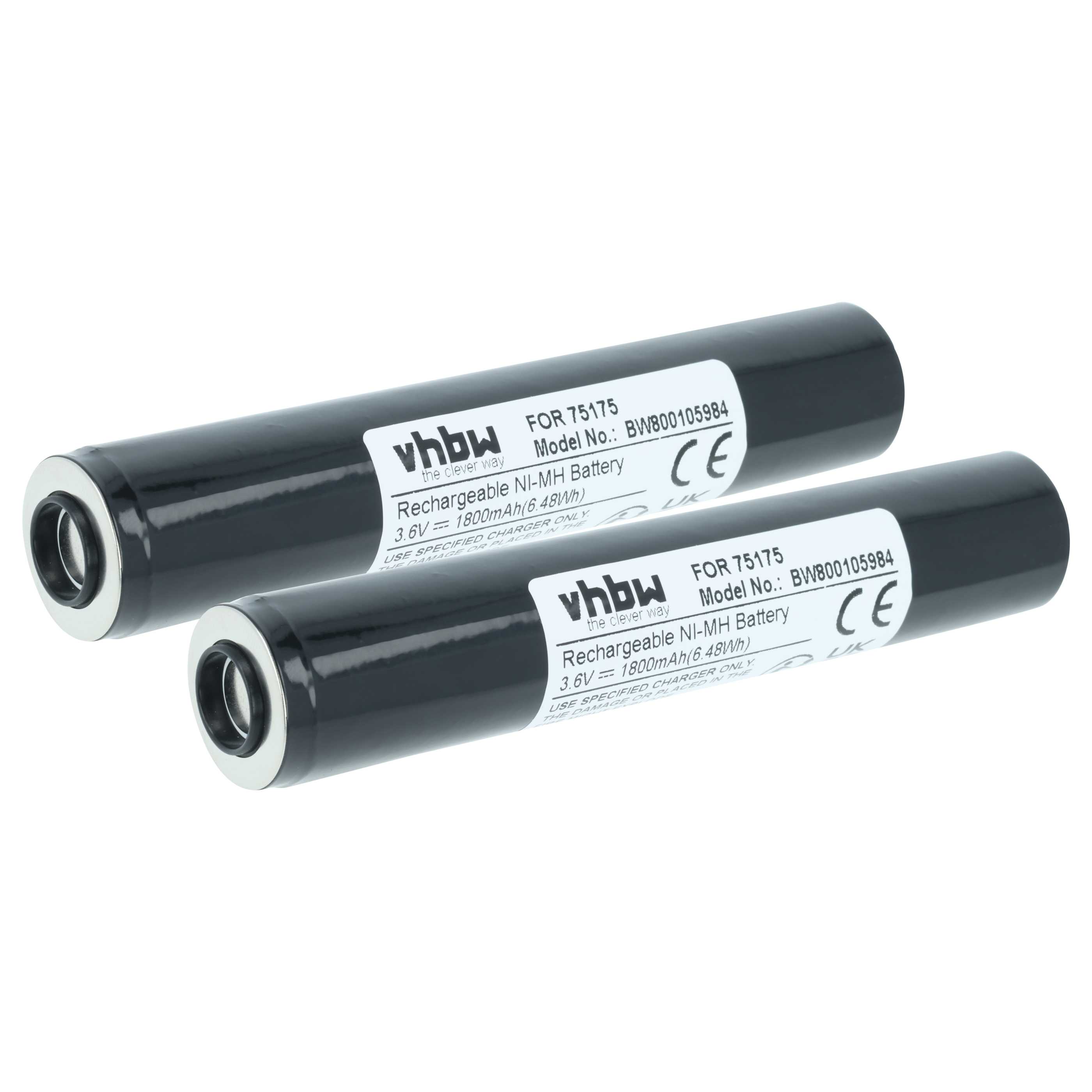 Torch - 2x Battery replaces Pelican Streamlight 75175, 75375 - 1800 mAh 3.6 V NiMH