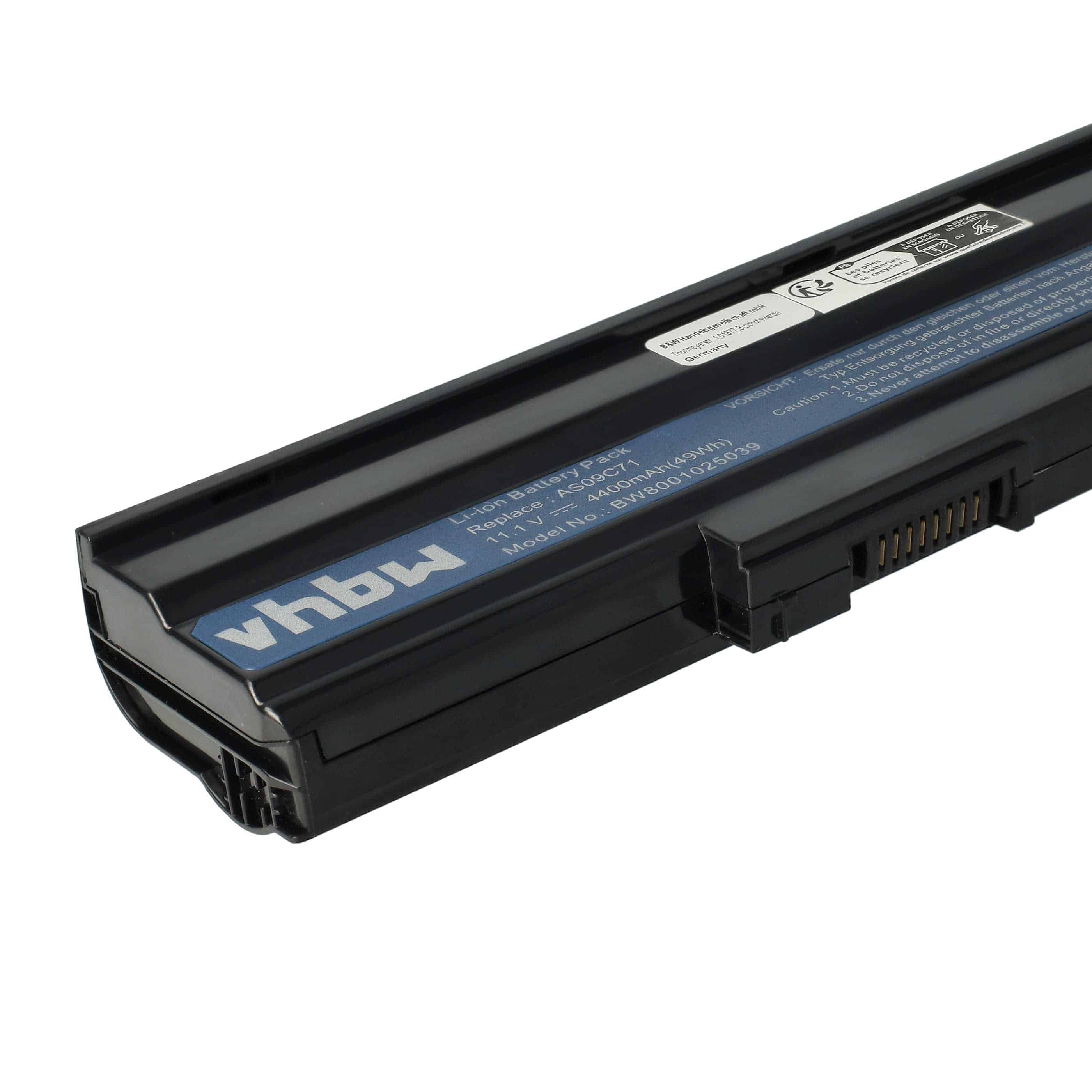 Notebook Battery Replacement for Acer AS09C75, AS09C31, AS09C70, AS09C71 - 4400 mAh 11.1 V Li-Ion, black