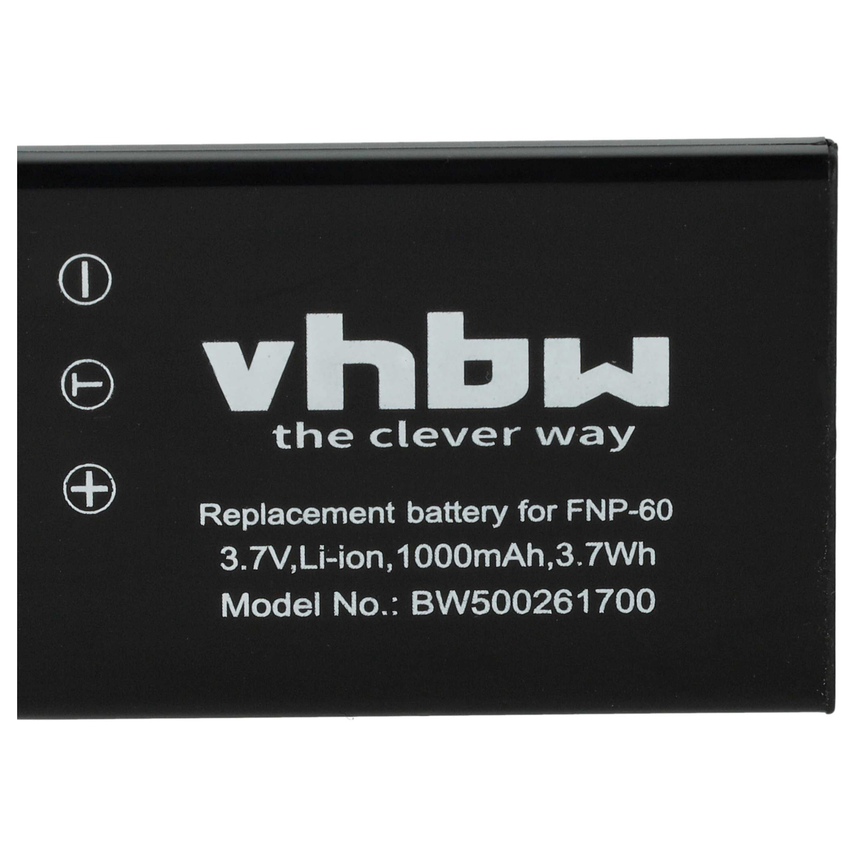 3x Battery replaces Aiptek ZPT-NP60 - 1000mAh, 3.6V, Li-Ion