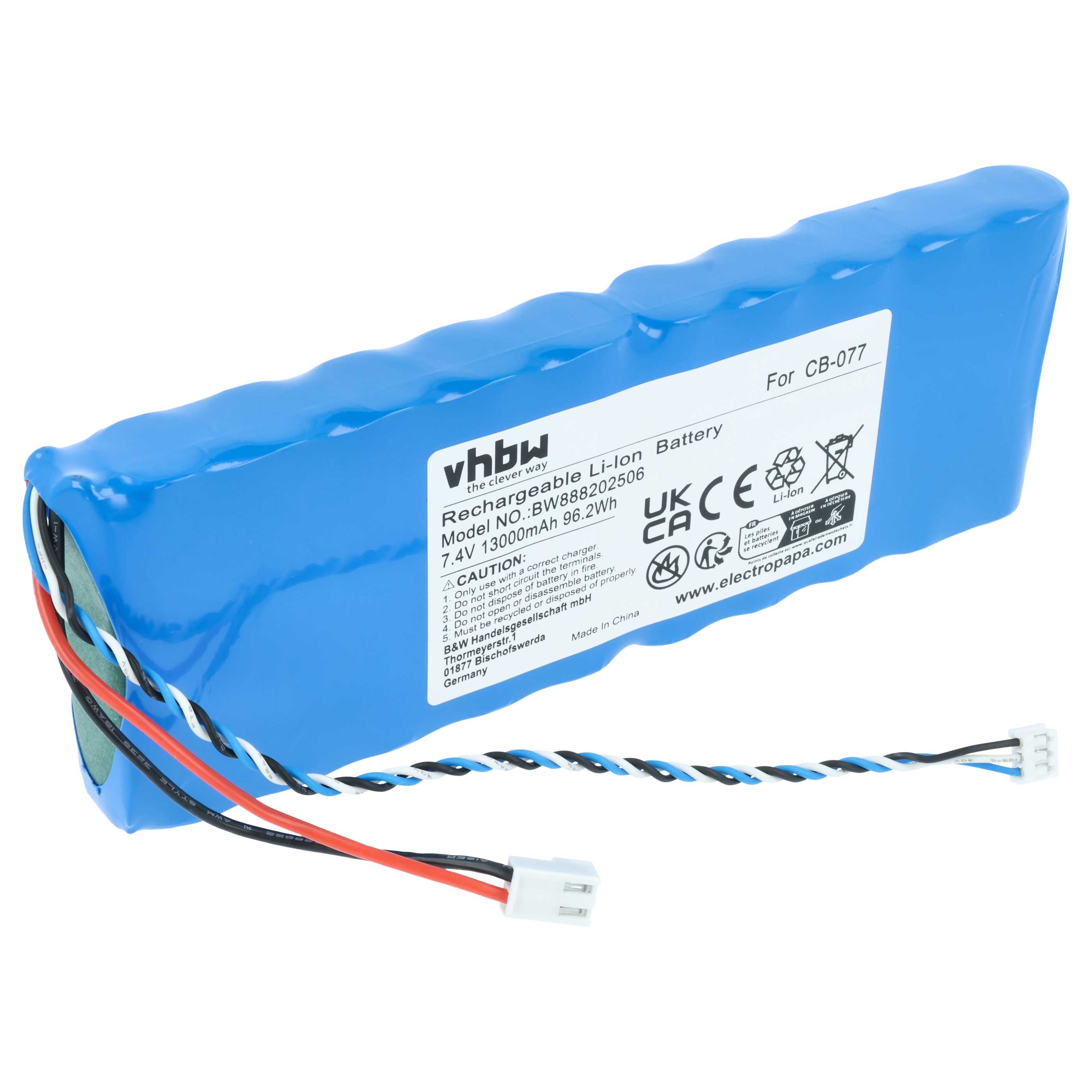 Laser Battery replaces Promax CB-077 - 13000 mAh 7.4 V Li-Ion