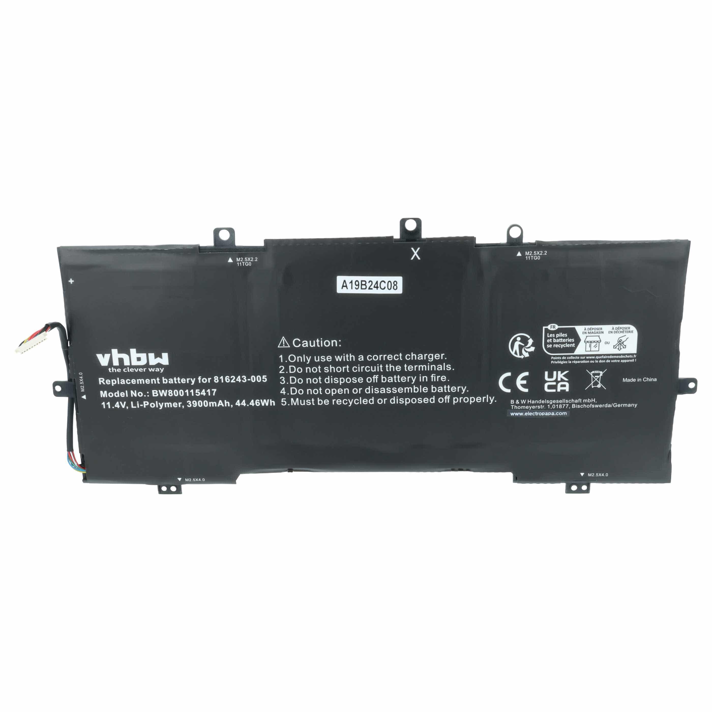 Akumulator do laptopa zamiennik HP 816497-1C1, 816238-850, 816243-005 - 3900 mAh 11,4 V LiPo, czarny