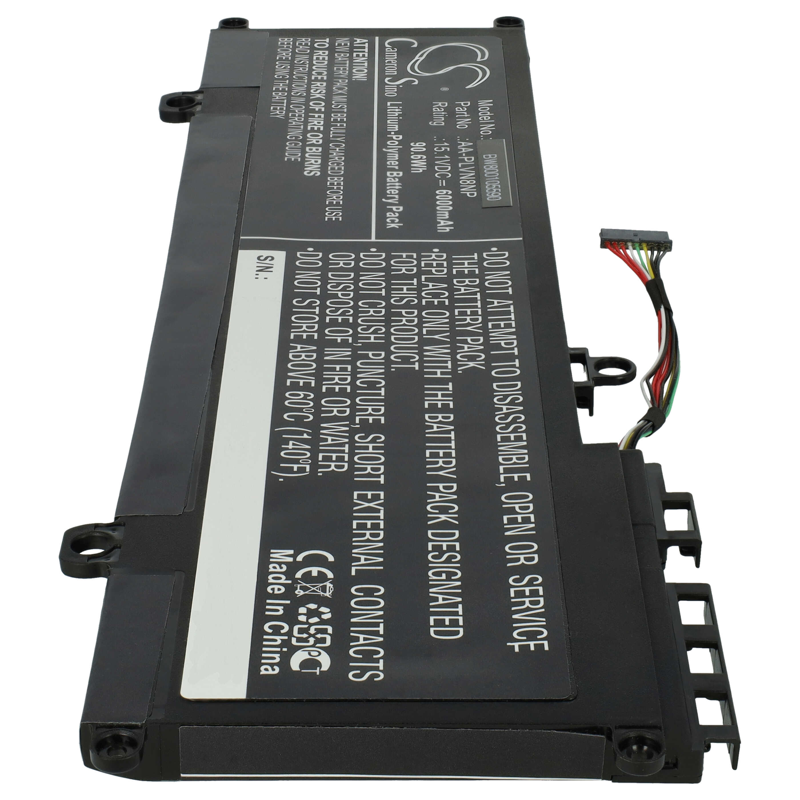 Batterie remplace Samsung AA-PLVN8NP, BA43-00359A pour ordinateur portable - 6000mAh 15,1V Li-polymère, noir
