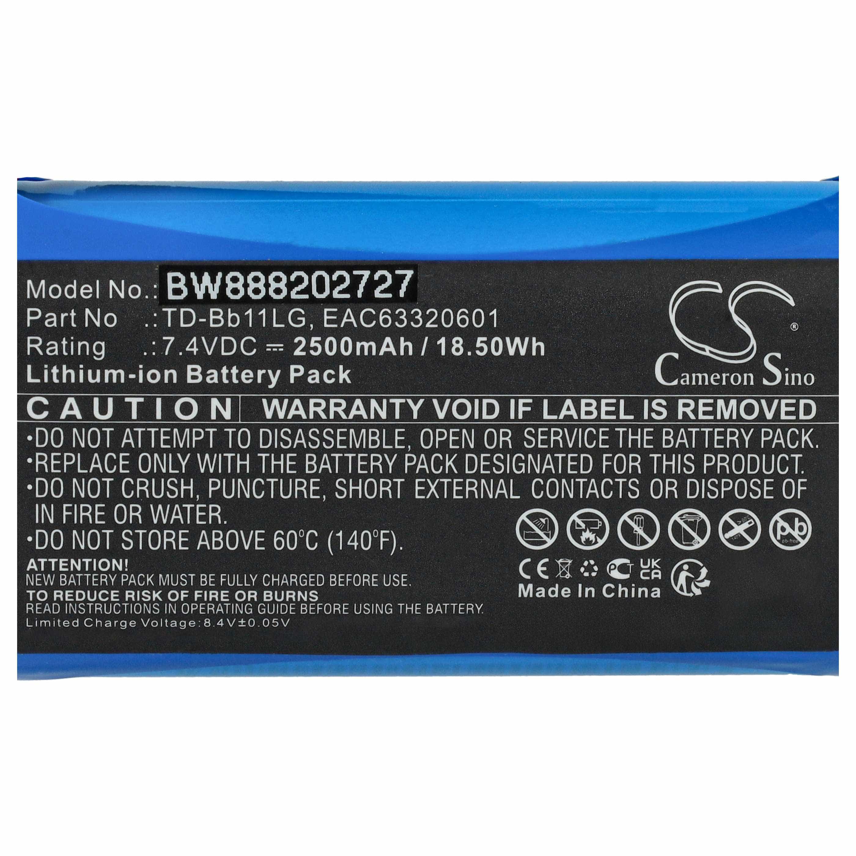Akumulator do głośnika LG zamiennik LG TD-Bb11, EAC63918901, EAC63320601 - Li-Ion 2500mAh