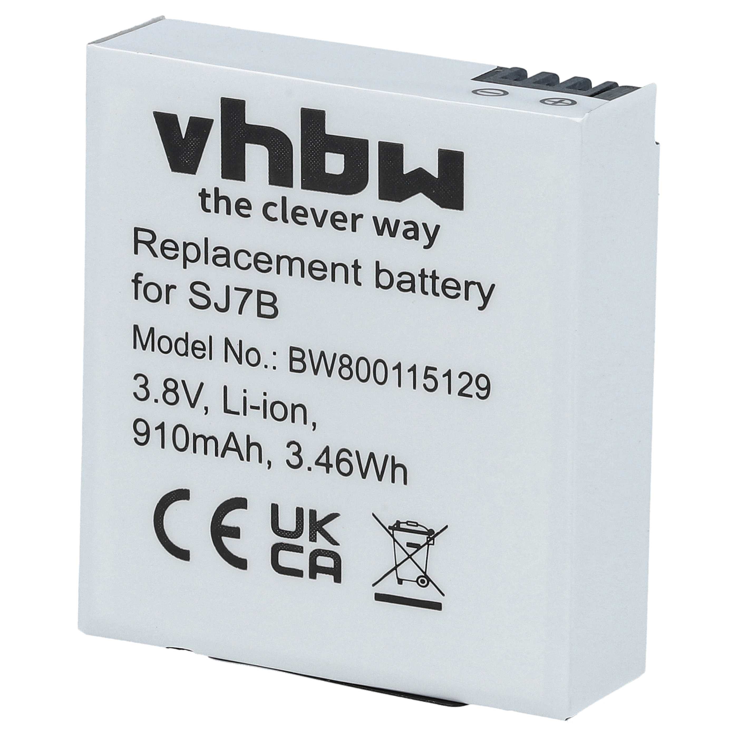 Videocamera 3x Battery replaces SJCam SJ7B - 910 mAh 3.8 V Li-Ion