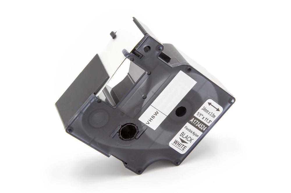 Cassetta nastro sostituisce Dymo 1734524 per etichettatrice Tyco 24mm nero su bianco, nylon