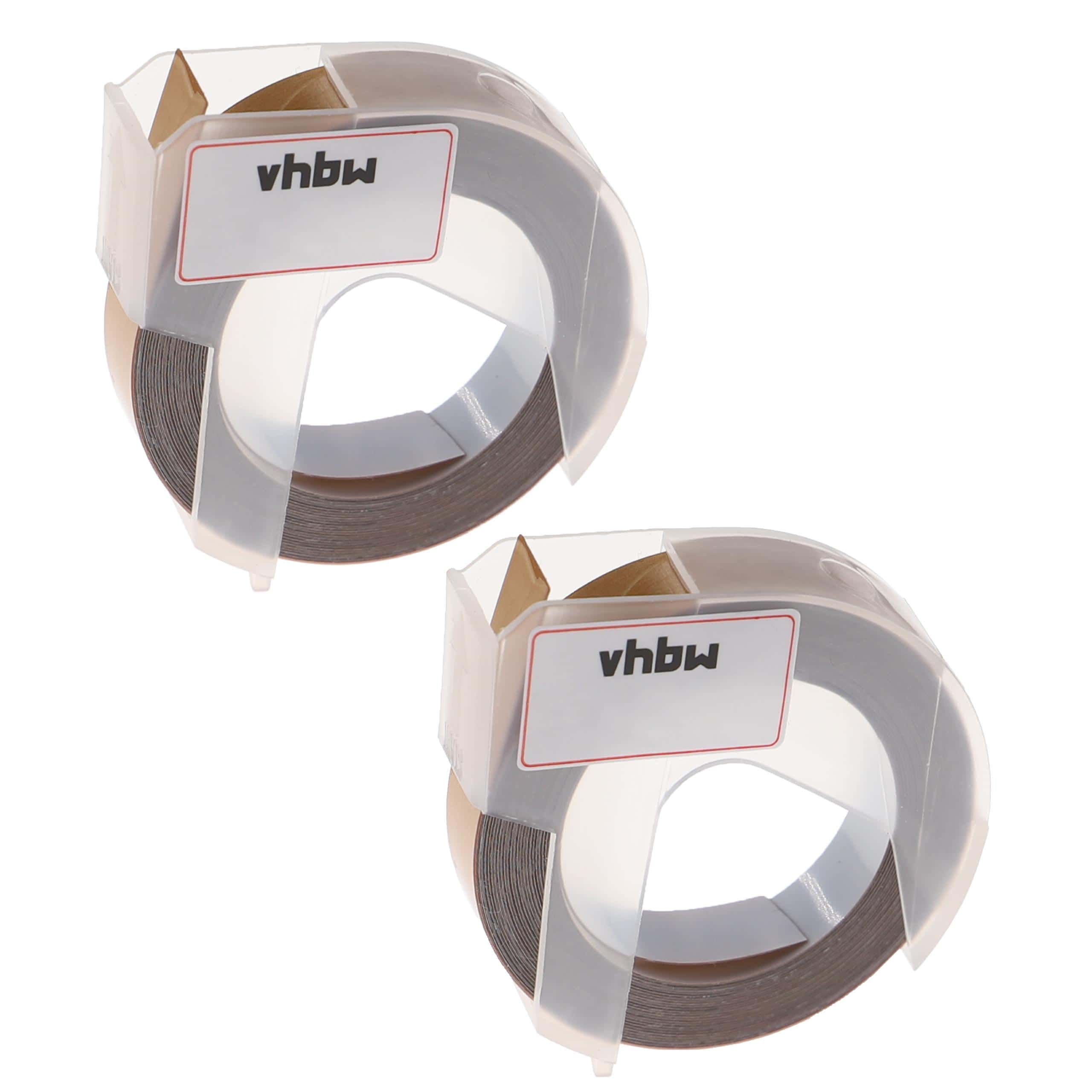 2x 3D Embossing Label Tape replaces Dymo 0898140 - 9 mm White to Gold