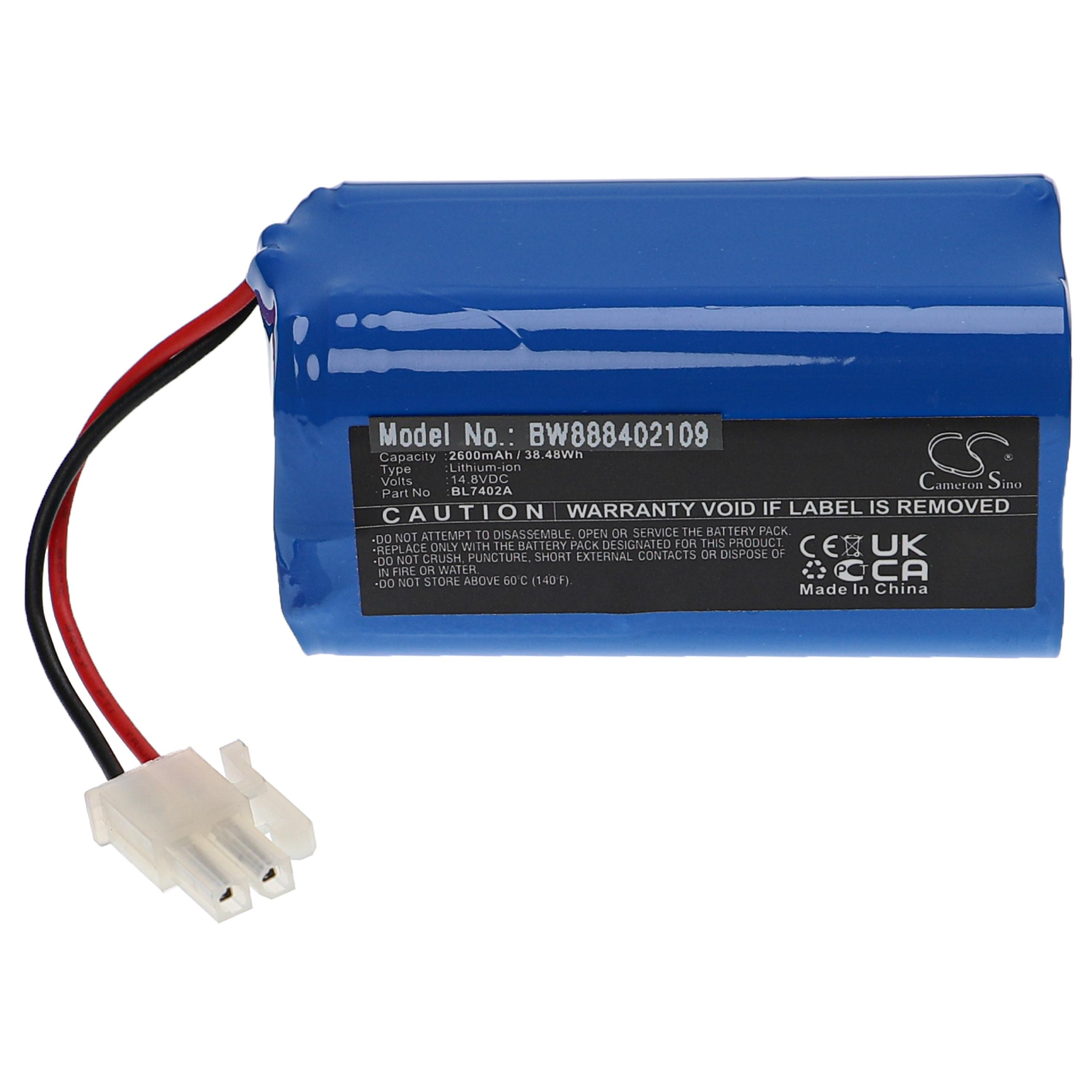 Batterie remplace Ecovacs UR18650ZT-4S1P-AAF, BL7402A pour robot aspirateur - 2600mAh 14,8V Li-ion