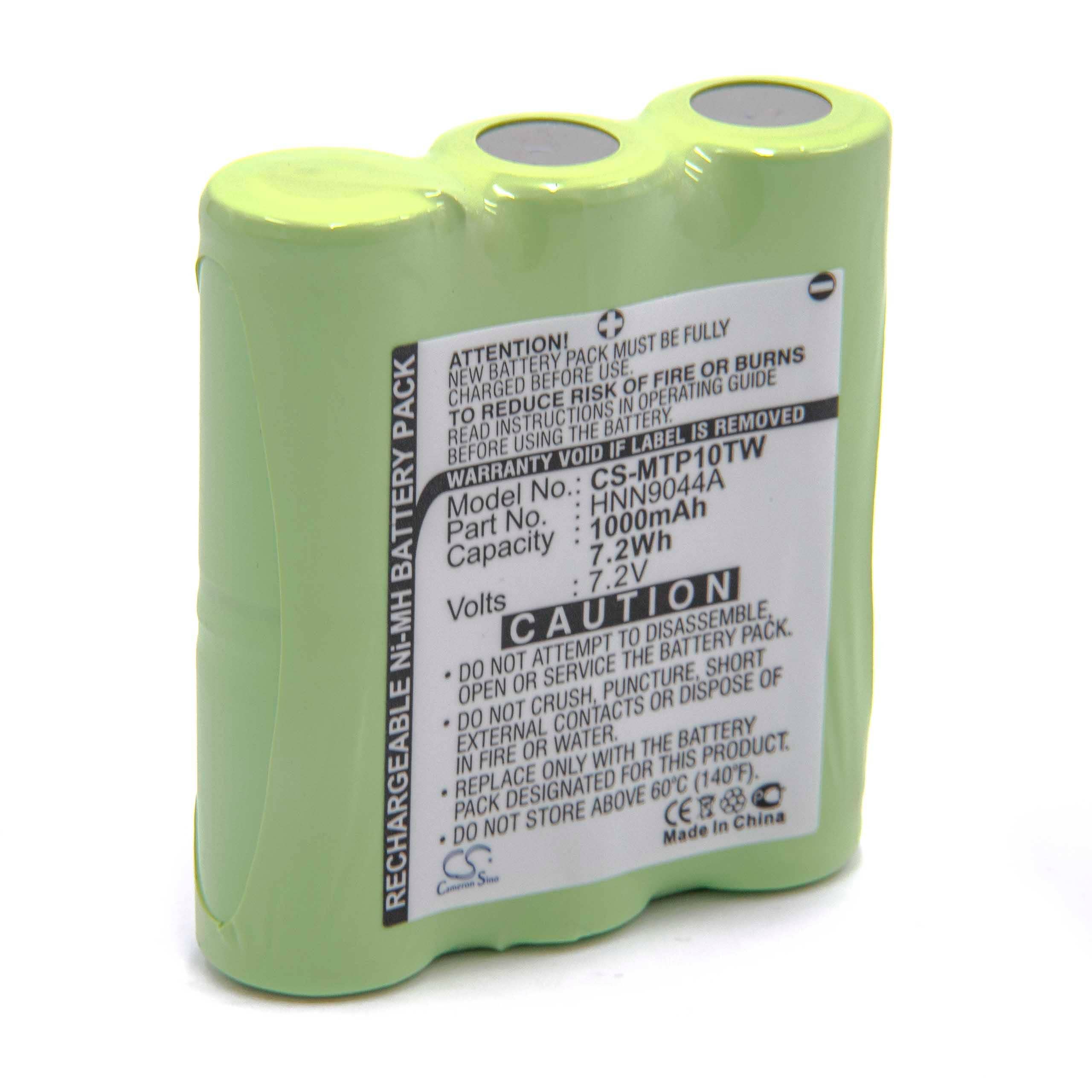Batteria per dispositivo radio sostituisce Motorola HNN9018, 6060937H01, HNN9018A Sprint - 1000mAh 7,2V NiMH