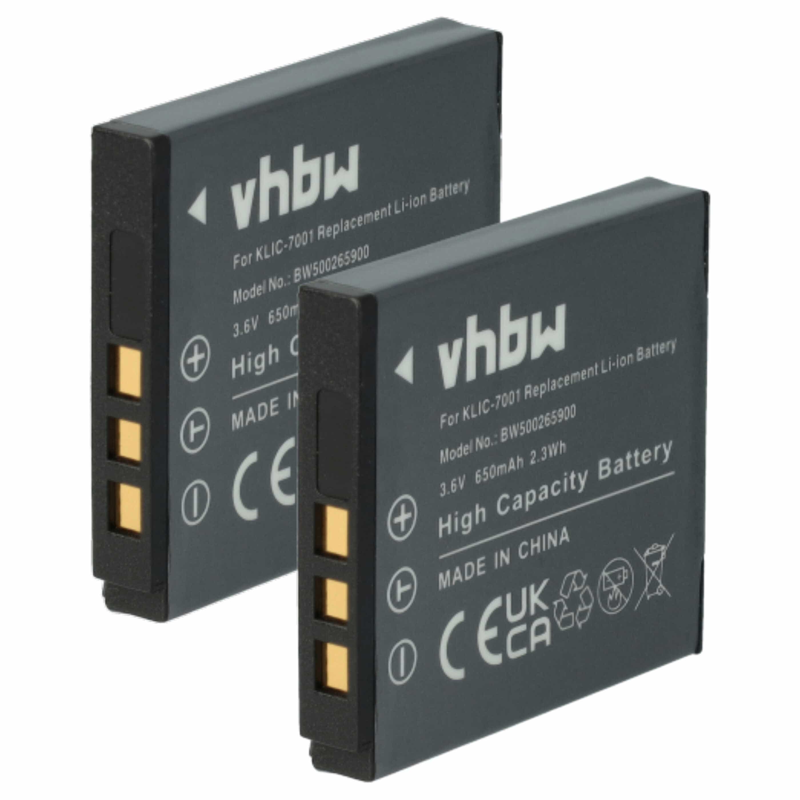 2x Battery replaces BenQ DLi-213 - 650mAh, 3.6V, Li-Ion
