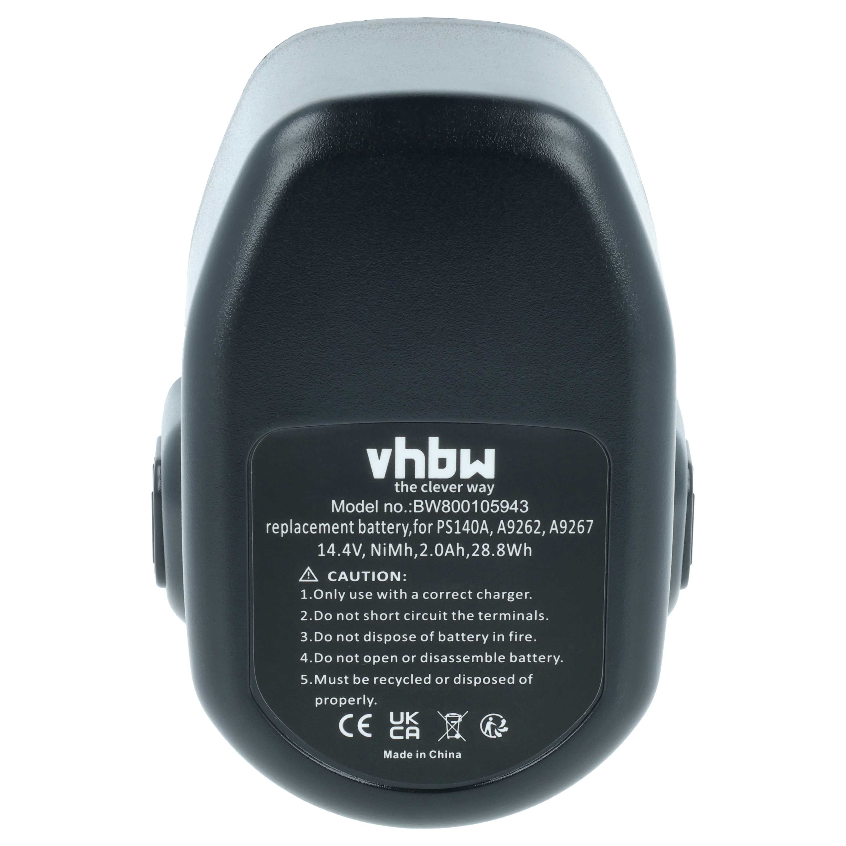 Battery replaces Black & Decker A9262 England SL1 3YD, A9262 Electric Power Tool - 2000 mAh, 14.4 V, NiMH
