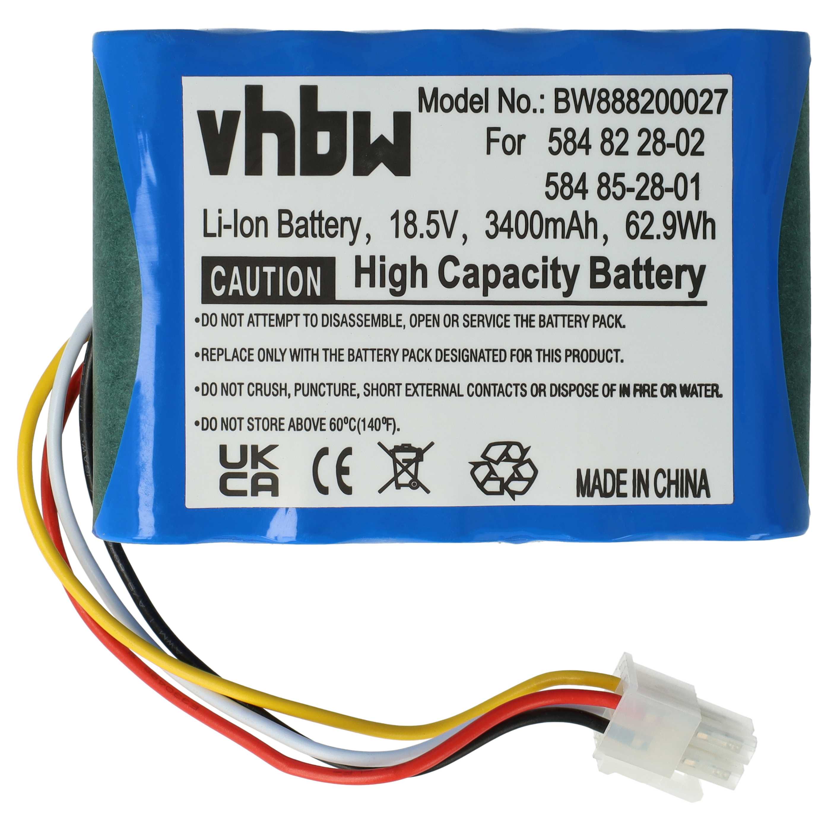 alimentatore, batteria 3400 mAh, cavo da 30 m per per Gardena R40Li, City, Sileno City, Husqvarna Automower 310, 105, 305, 315x