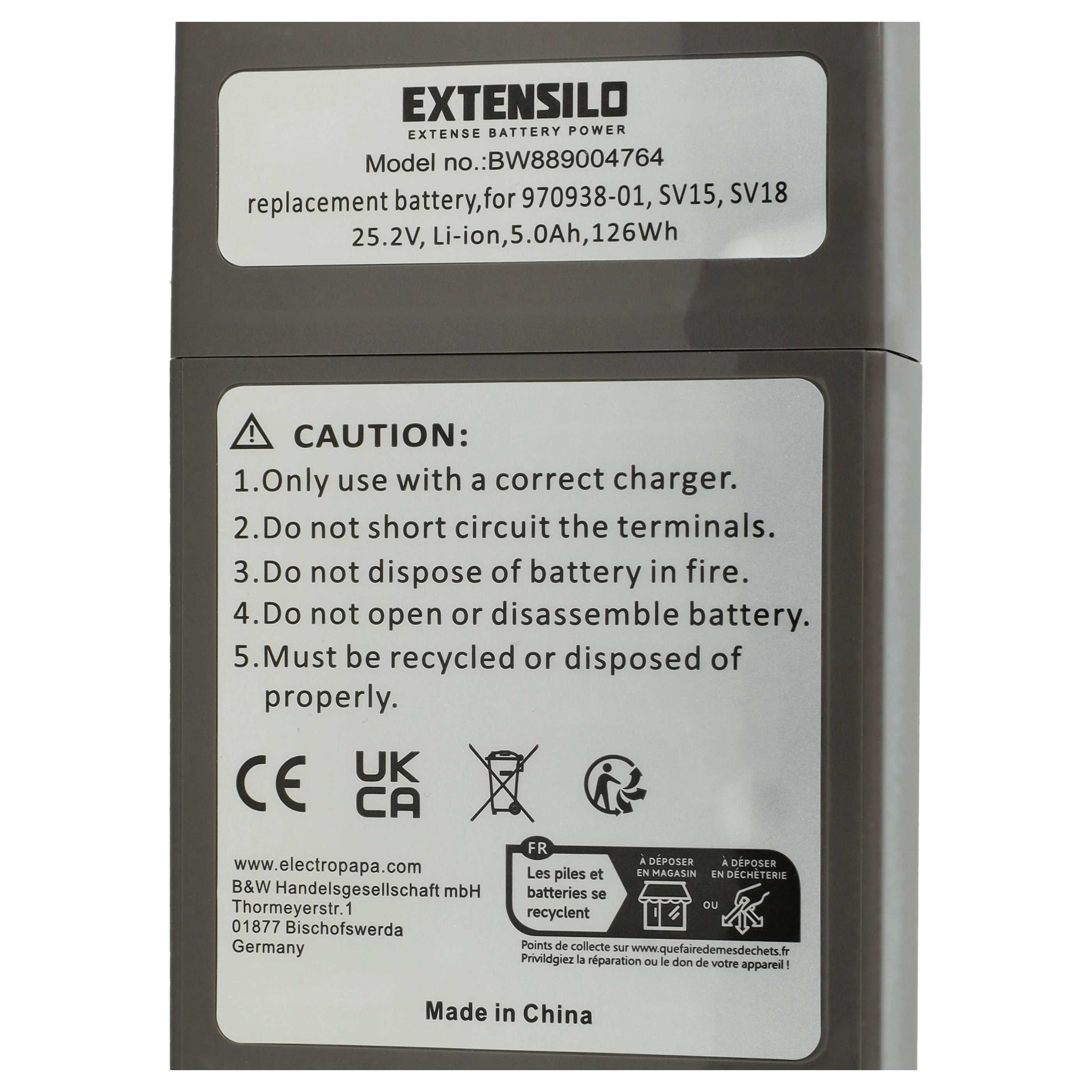 Extensilo Batterie pour aspirateur Dyson V11, V15, SV15, SV17, SV18 - 5000mAh