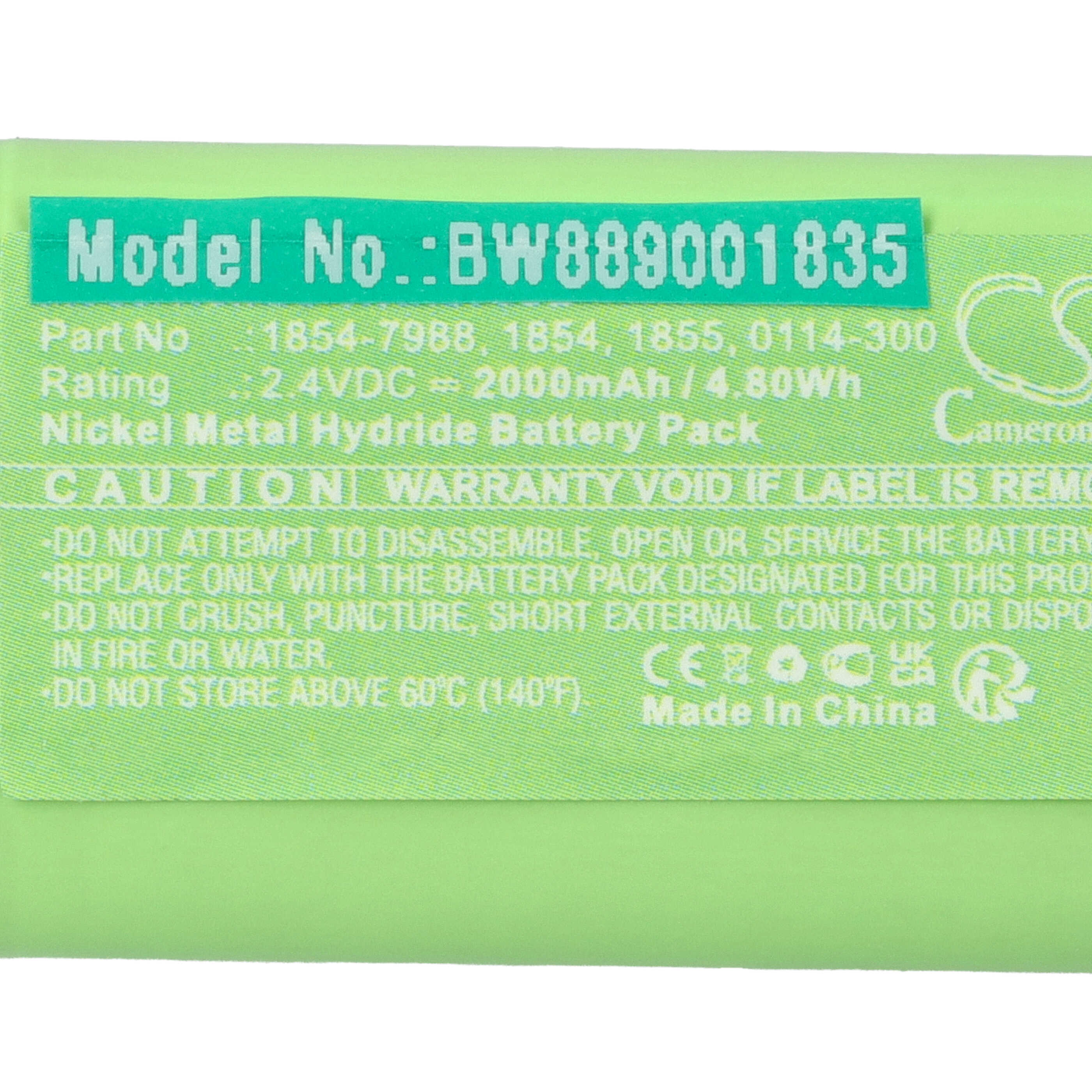 Batteria per rasoio sostituisce Wahl 1854-7988, 0114-300, 1855, 1854 - 2000mAh 2,4V NiMH