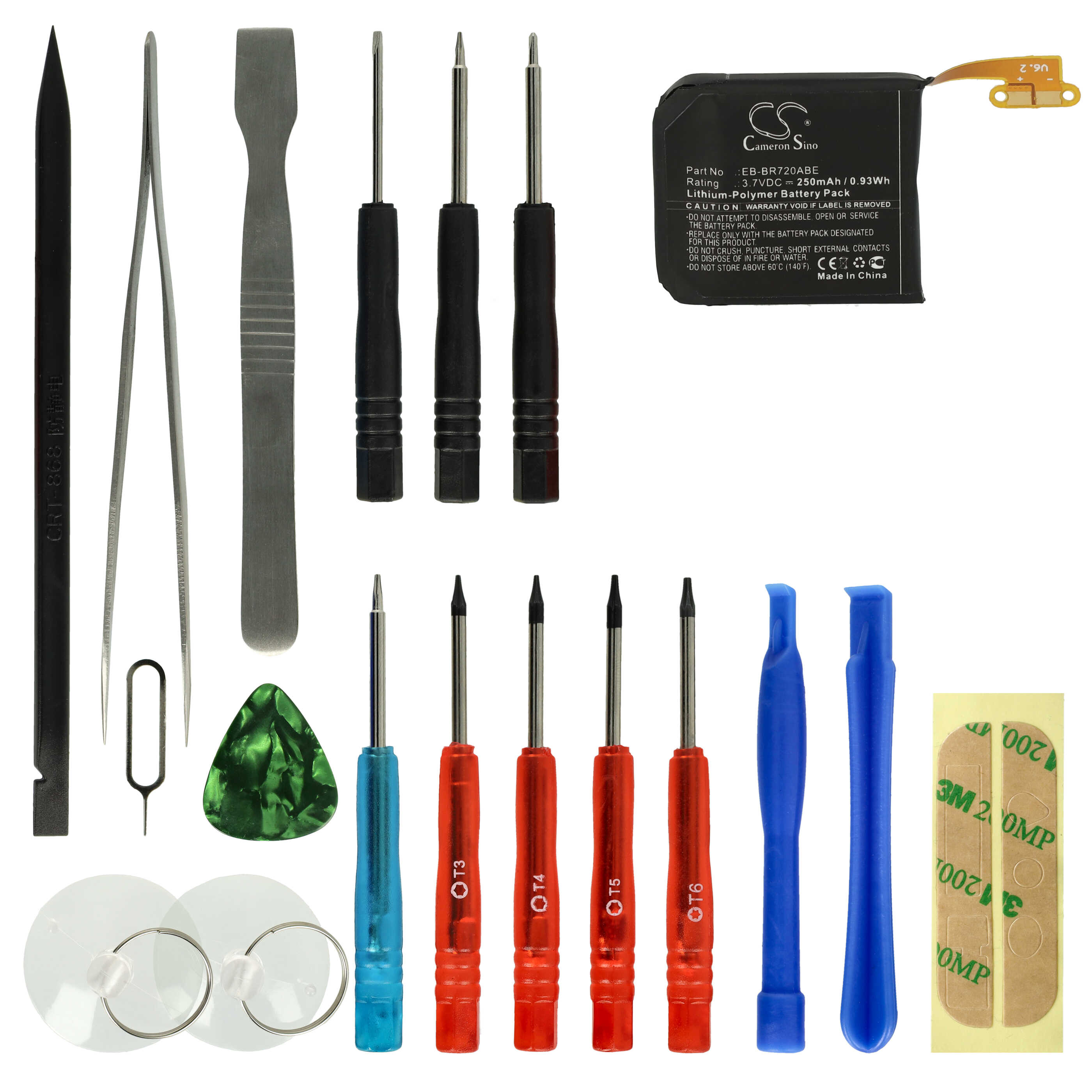 Smartwatch Battery replaces Samsung EB-BR720ABE - 250 mAh 3.7 V Li-polymer + Tools