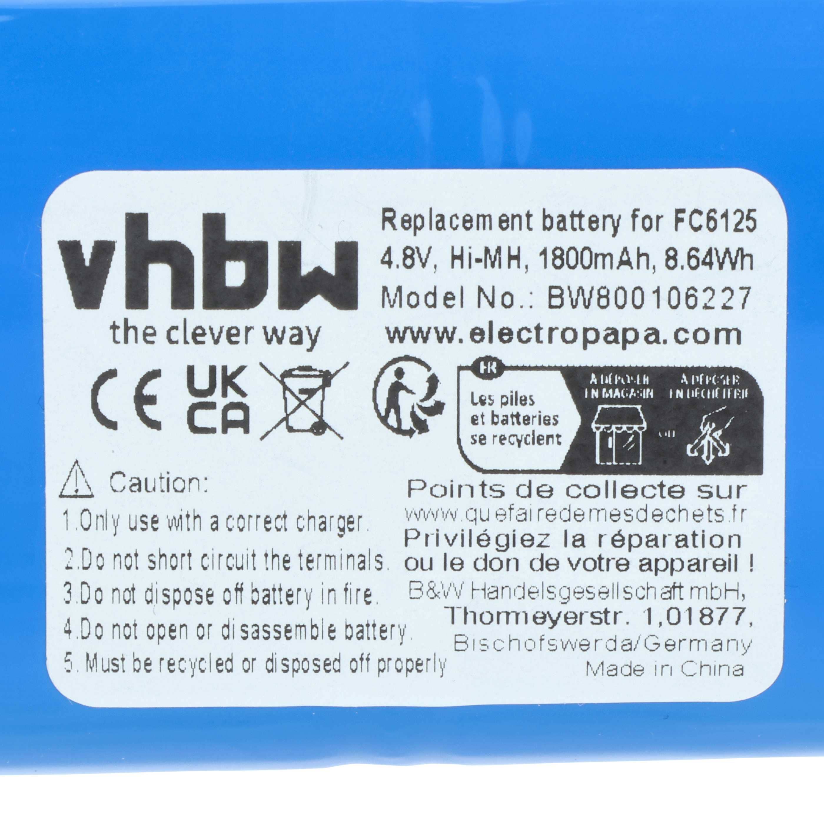 Battery replaces Philips 422245945563 for Philips 1800mAh, 4.8V, NiMH