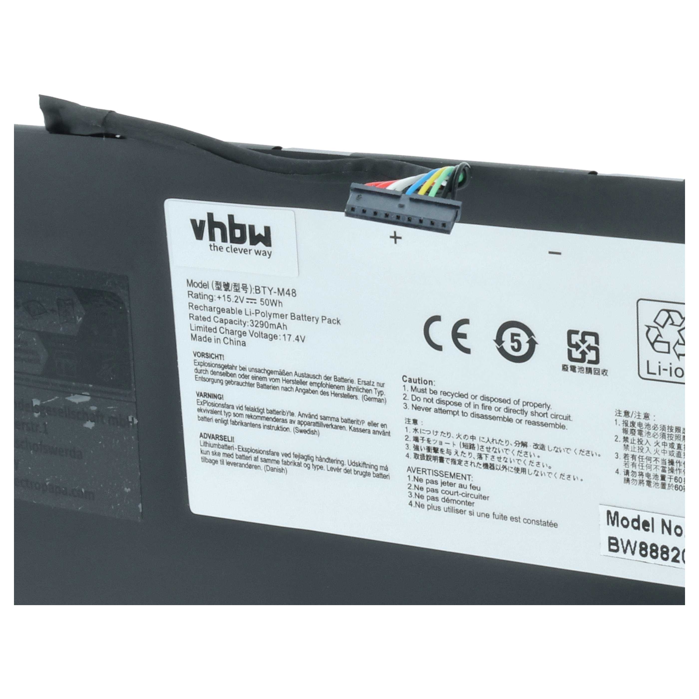 Akumulator do laptopa zamiennik MSI BTY-M48, 4ICP5/41/119 - 3250 mAh 15,2 V LiPo, czarny