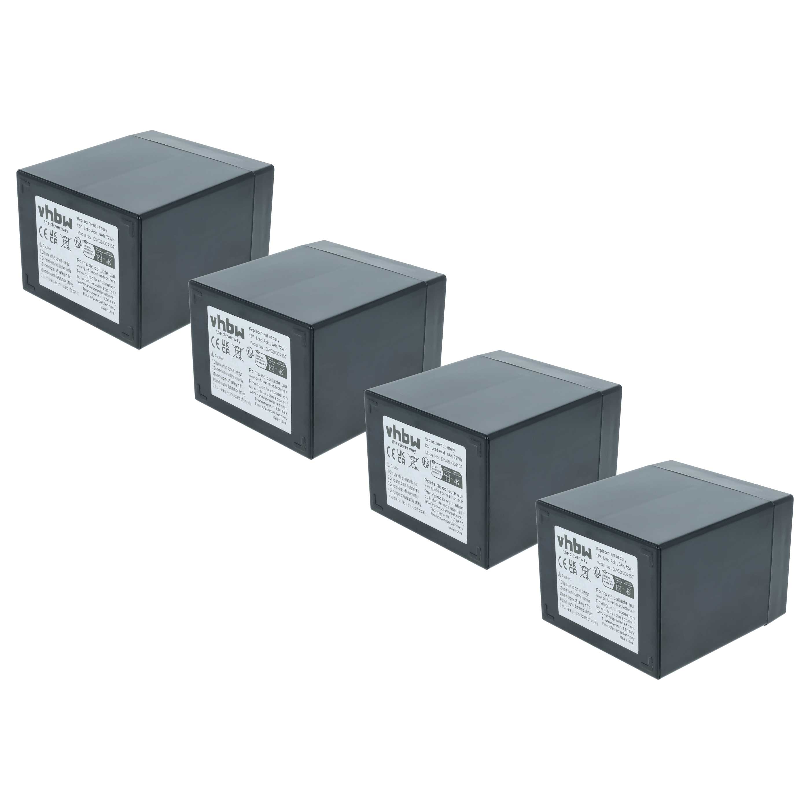 Batterie (4 Stück) passend für Hecht, Wolf Garten, LD Systems, The Box Wohnmobil, Boot, Solaranlage - 6 Ah 12V