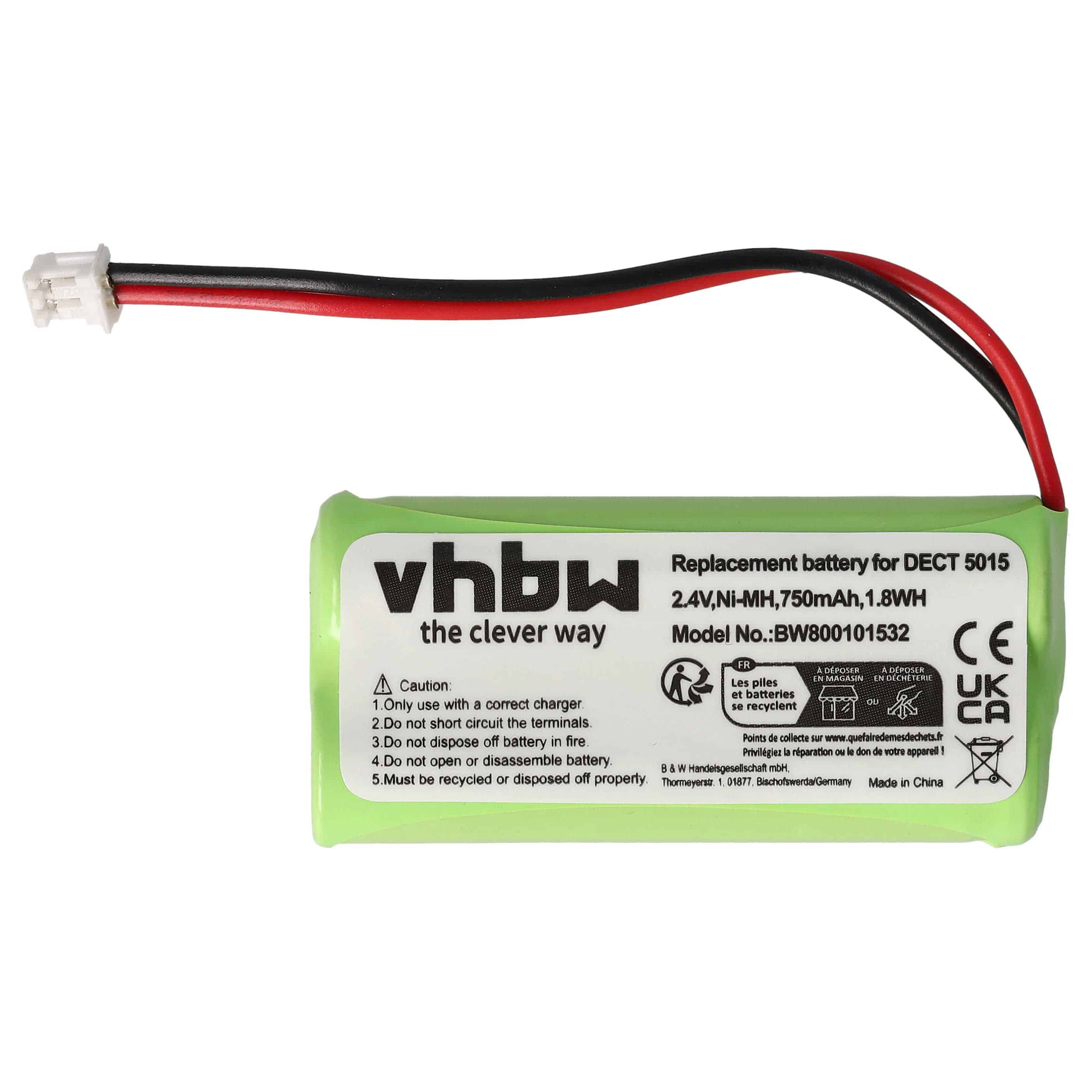 Batterie remplace Audioline 08C/CP18NM, BC101276 pour téléphone Audioline - 750mAh 2,4V NiMH