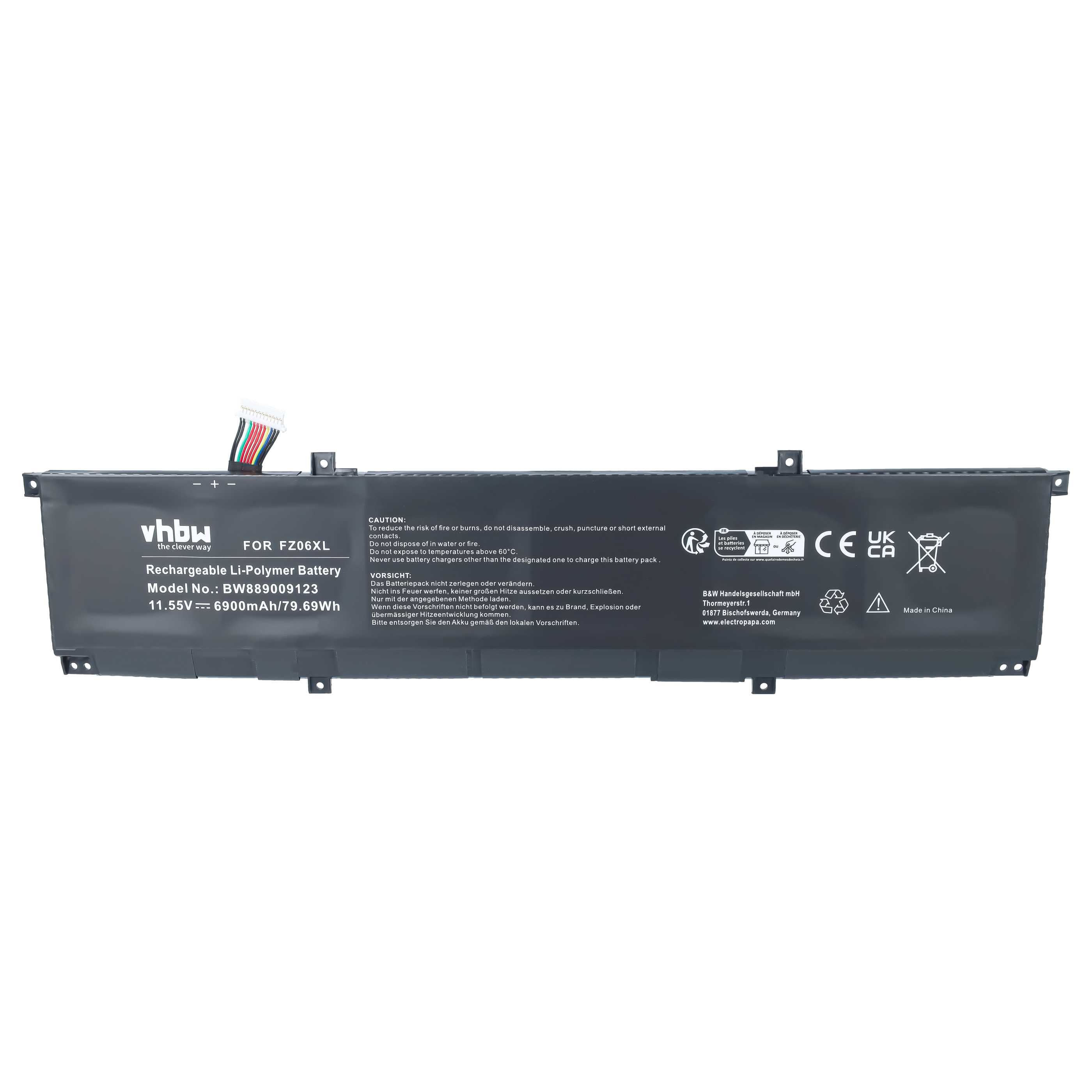 Notebook-Akku als Ersatz für HP FZ06XL, M47636-2D1, M47636-2C1, FZ06083XL für HP - 6900mAh 11,55V Li-Polymer