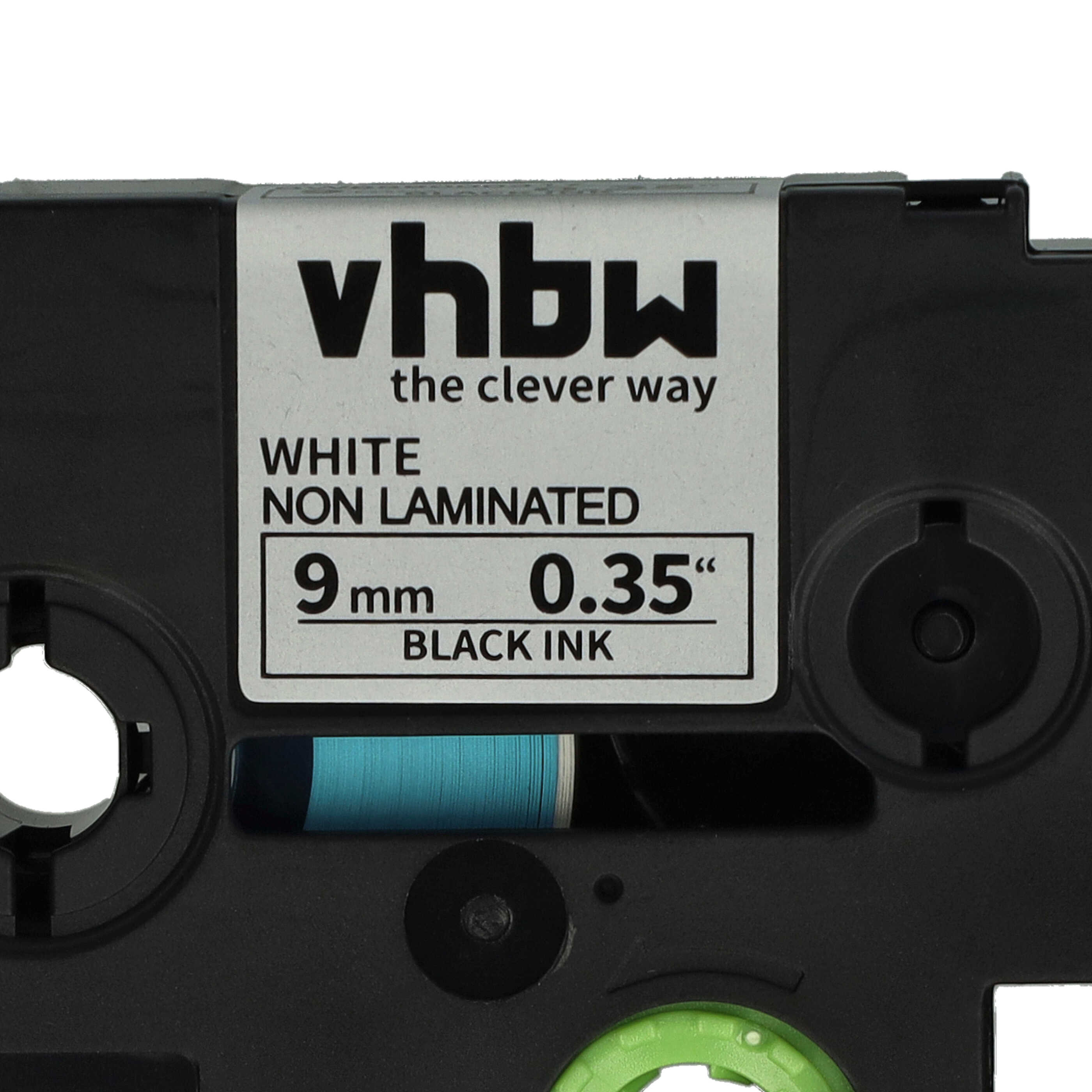Cassetta nastro sostituisce Brother TZE-N221 per etichettatrice Brother 9mm nero su bianco, plastica