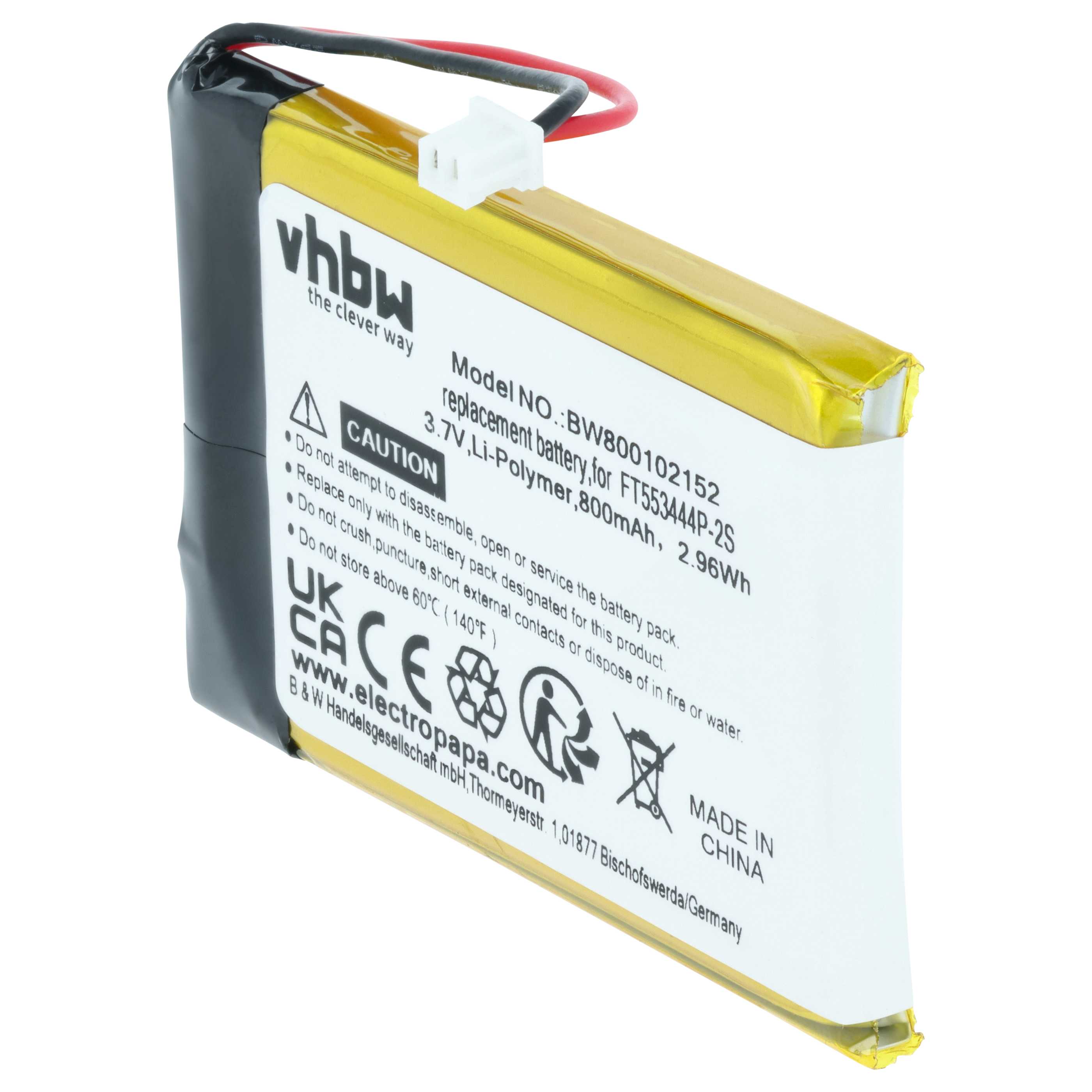 Radio Battery replaces FT553444P-2S - 800 mAh 3.7 V Li-Ion
