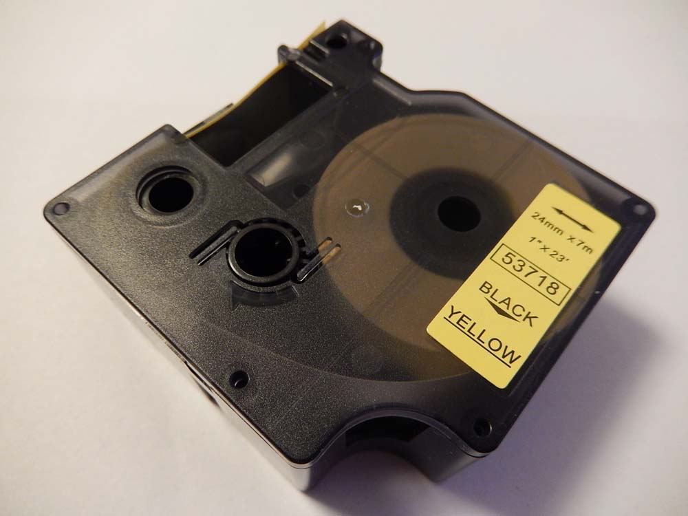 Cassetta nastro sostituisce Dymo D1, 53718 per etichettatrice Dymo 24mm nero su giallo