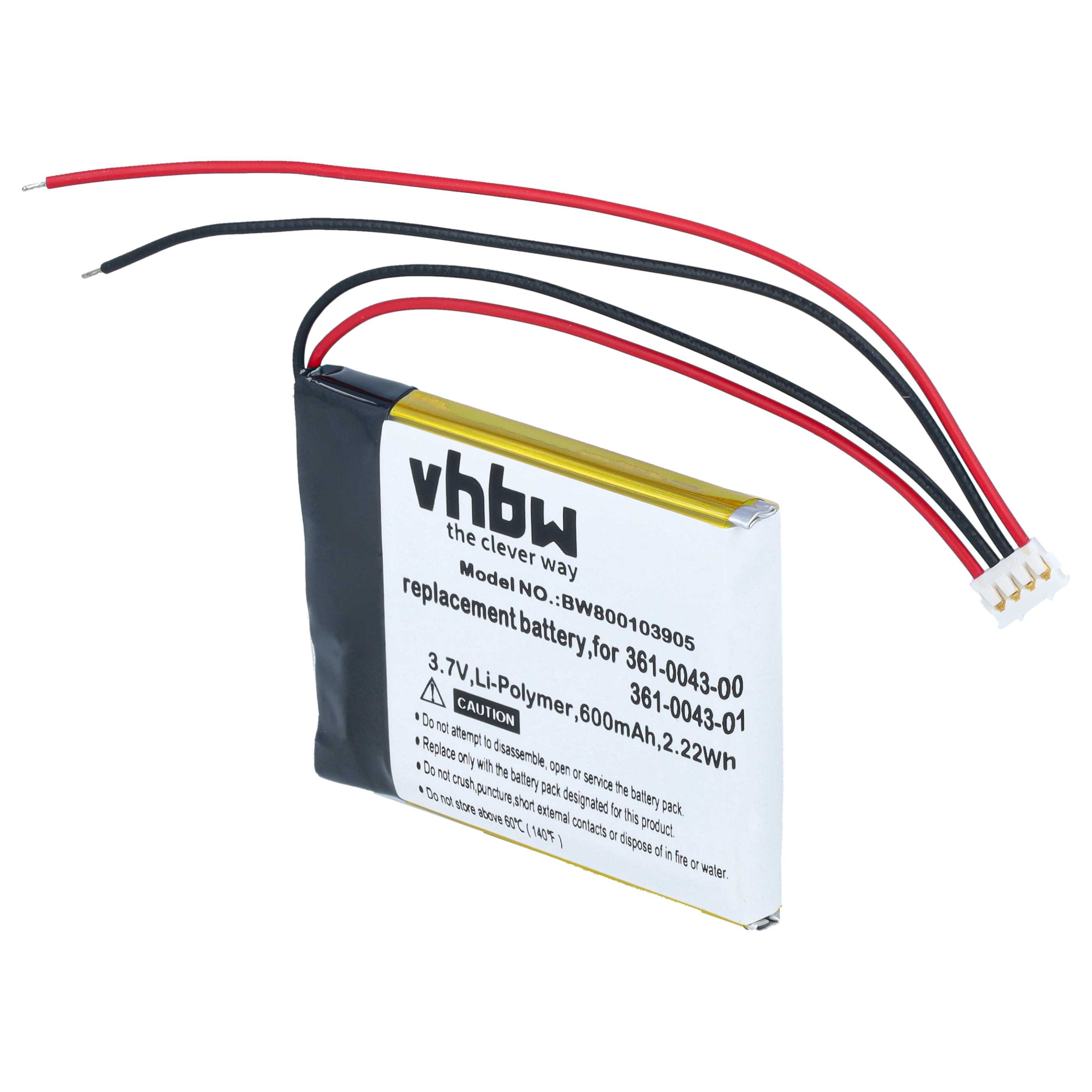 GPS Navigation-Akku als Ersatz für Garmin 361-00043-00, 361-0043-00, 361-00043-01 - 600mAh 3,7V Li-Ion