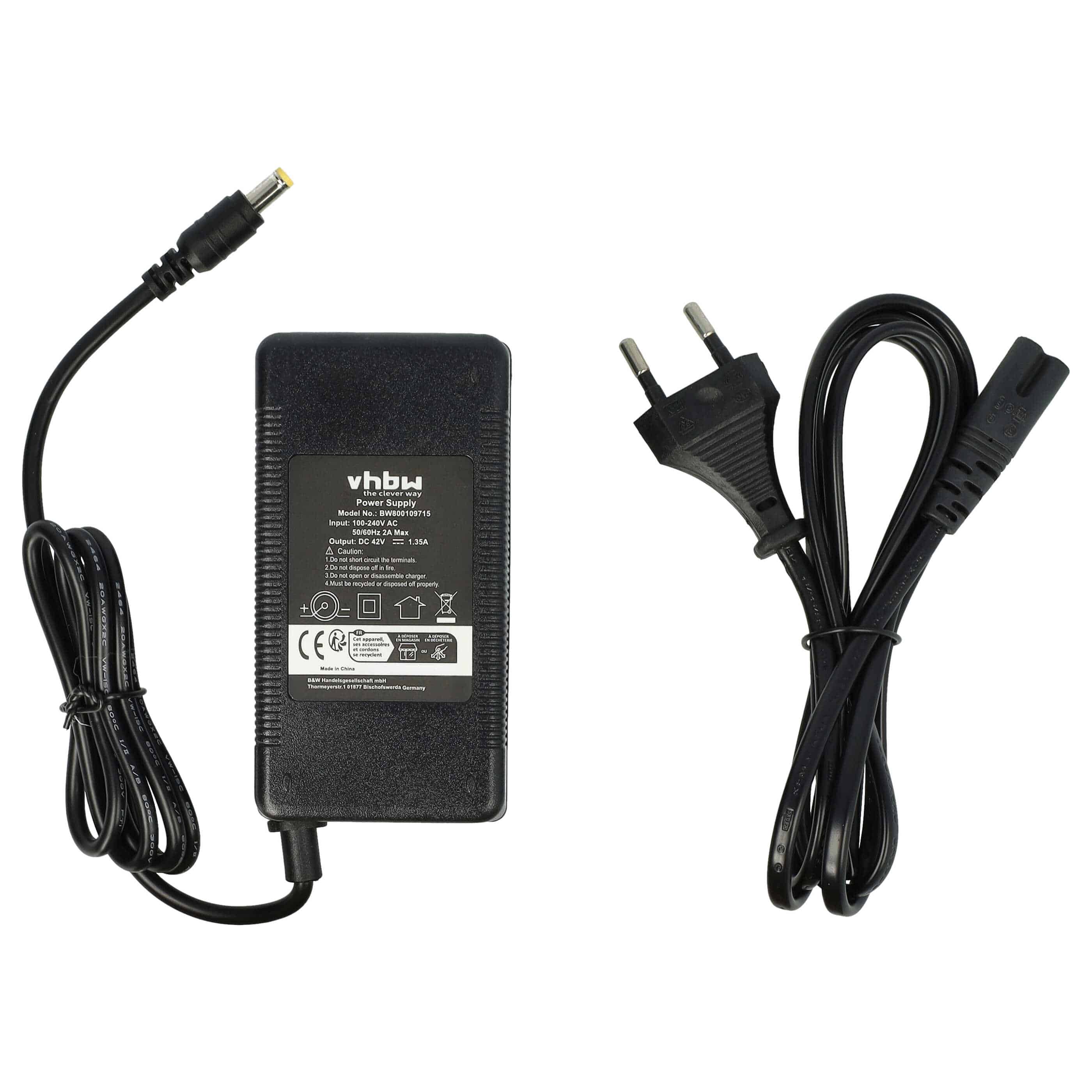 Charger replaces ACK4201 for Li-Ion E-Bike Battery etc. - For 36 V Batteries, With Round Plug, 1.35 A