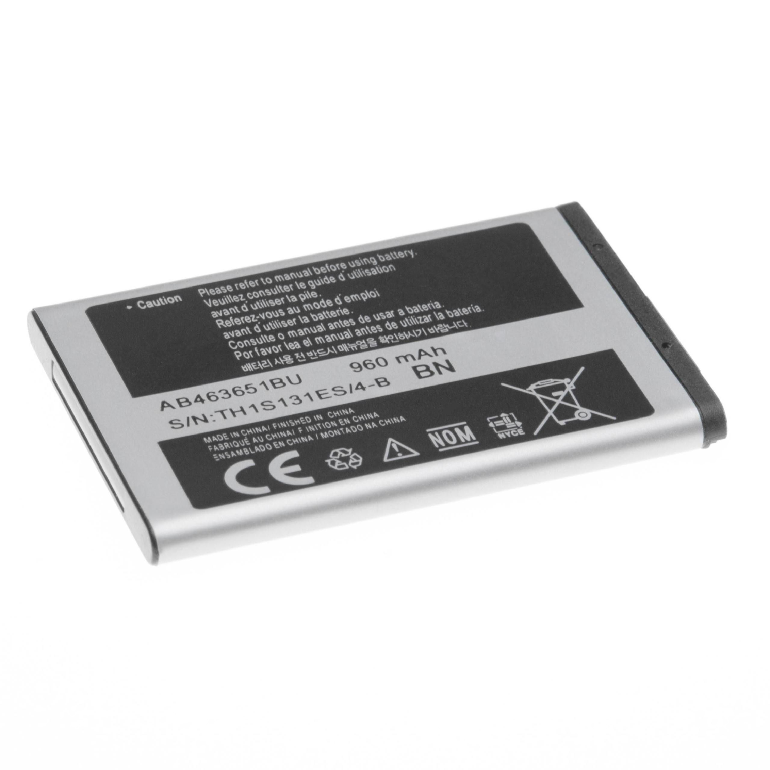 Batteria sostituisce Samsung AB463651BABSTD, AB463651BA, AB463651BC per cellulare Samsung - 950mAh 3,7V Li-Ion