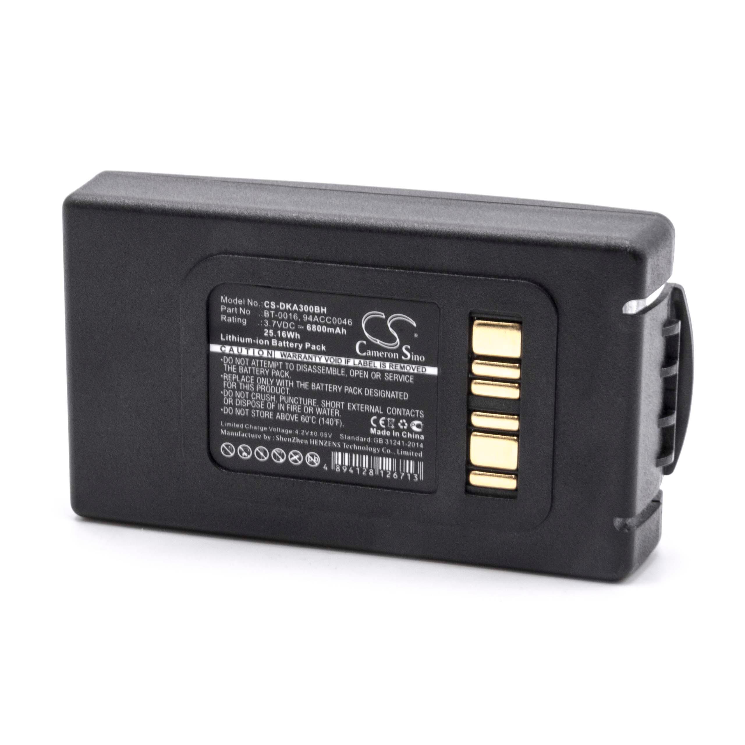 Batterie remplace Datalogic BT-0016, 94ACC0048 pour scanner de code-barre - 6800mAh 3,7V Li-ion