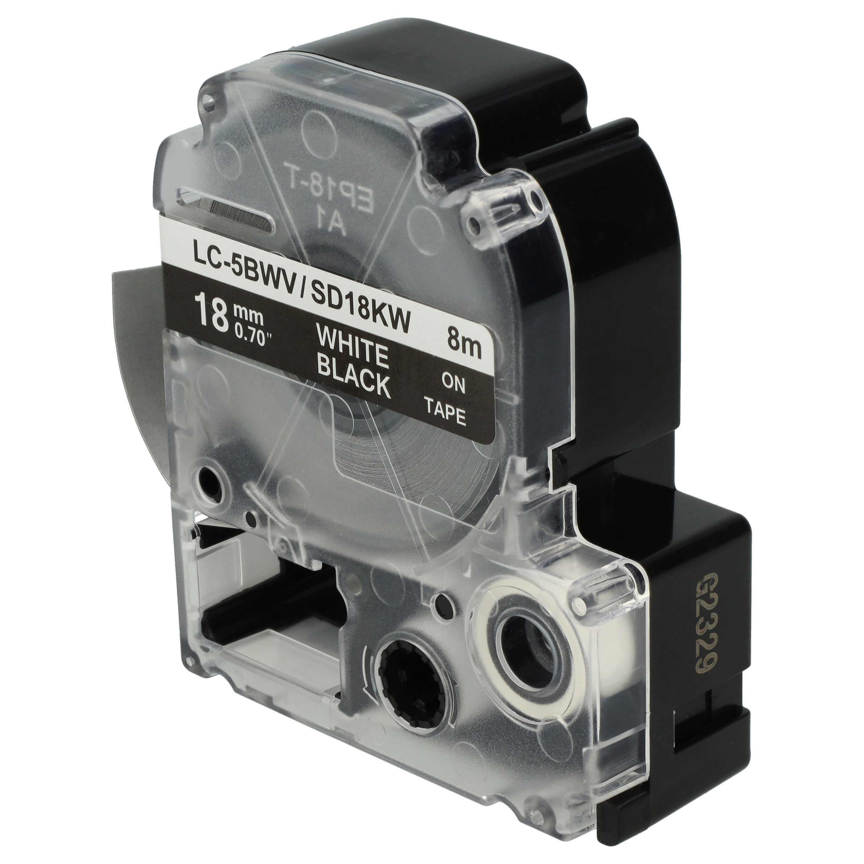 Label Tape replaces Epson LC-5BWV - 18 mm White to Black