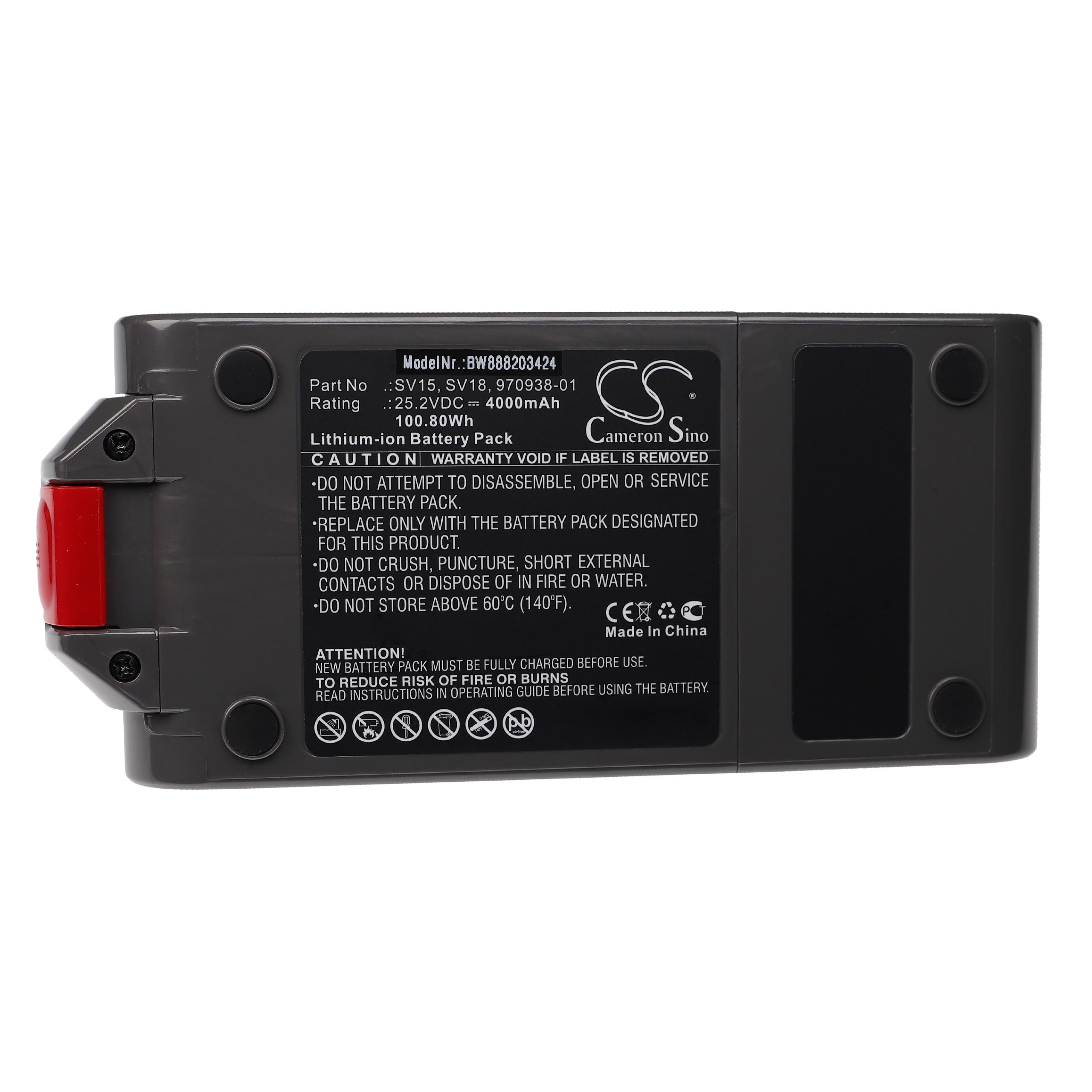 Batterie remplace Dyson 970425-01, 970938-01 pour aspirateur - 4000mAh 25,2V Li-ion