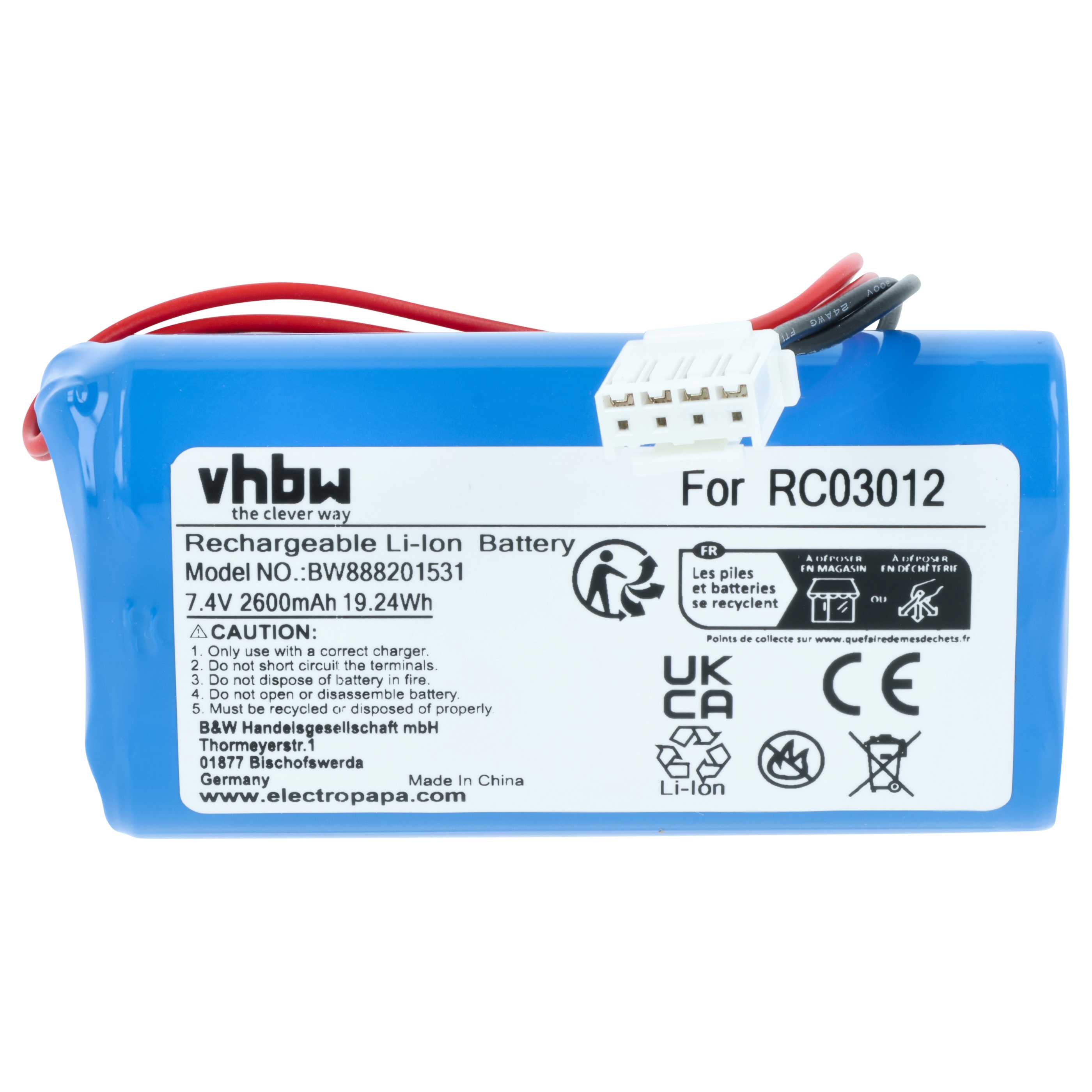 Batterie remplace DJI LGABB4186, RC03012, TI100782 pour drone DJI- 2600mAh 7,4V Li-ion