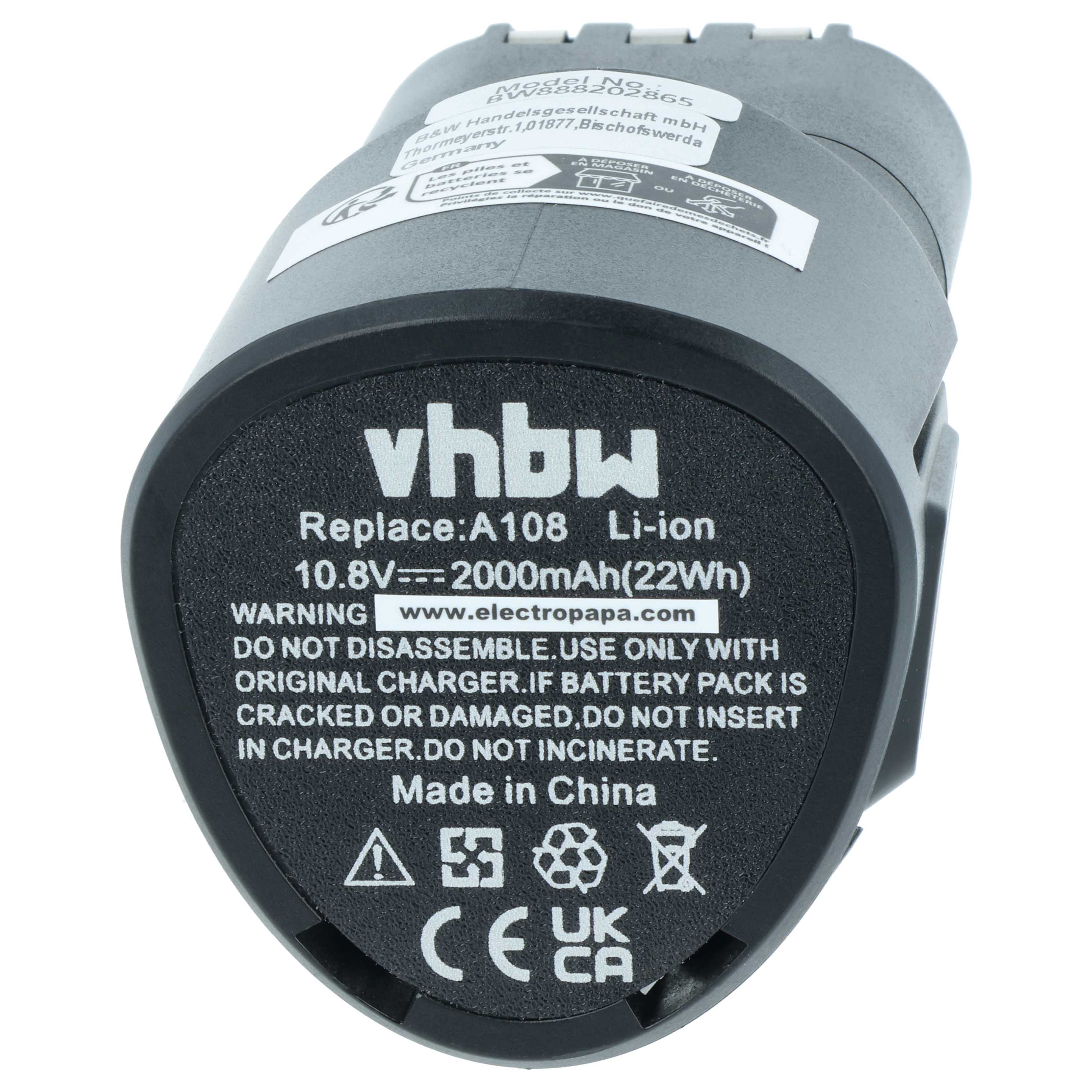 Battery suitable for Kress 108 ALS 2.0 Sst L Electric Power Tool - 2000 mAh, 10.8 V, Li-Ion