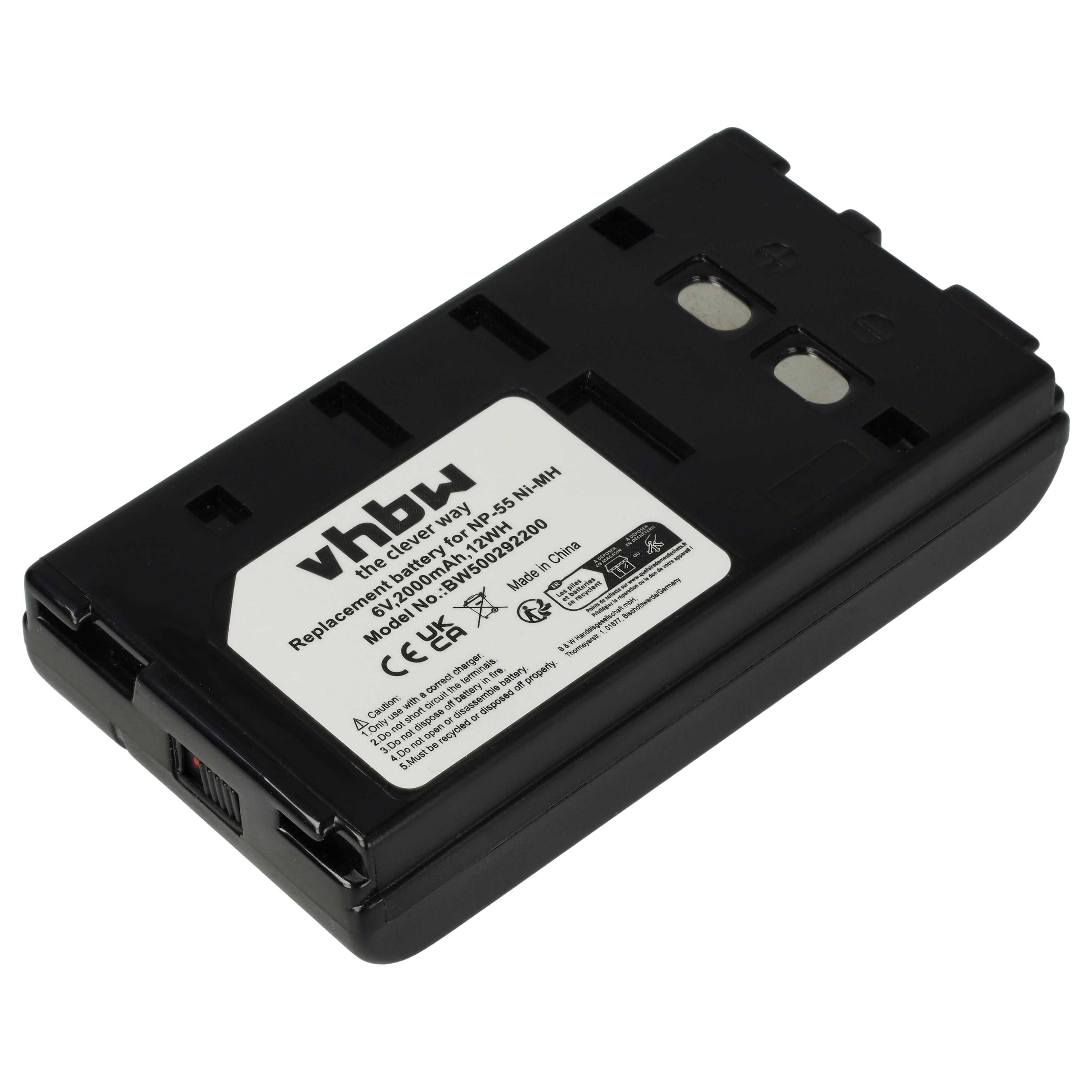 Videocamera 2x Battery replaces JVC BN-V65U, BN-V50U, BN-V25U, BN-V22U - 2000 mAh 6 V NiMH