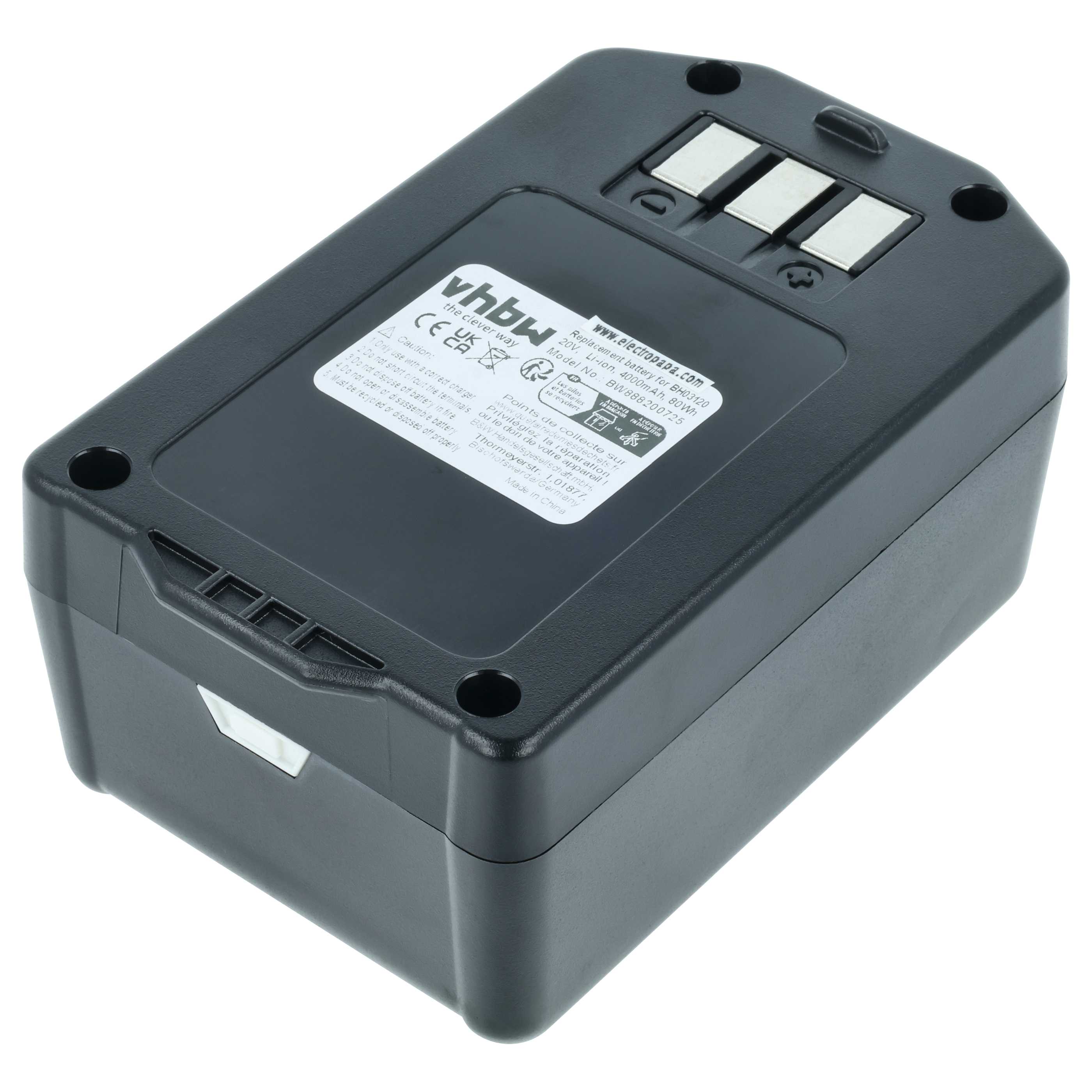 Akku als Ersatz für Hoover BH03120, BH03100, 440005973, 440005966, 44139 für Hoover Staubsauger - 4000mAh 20V Li-Ion