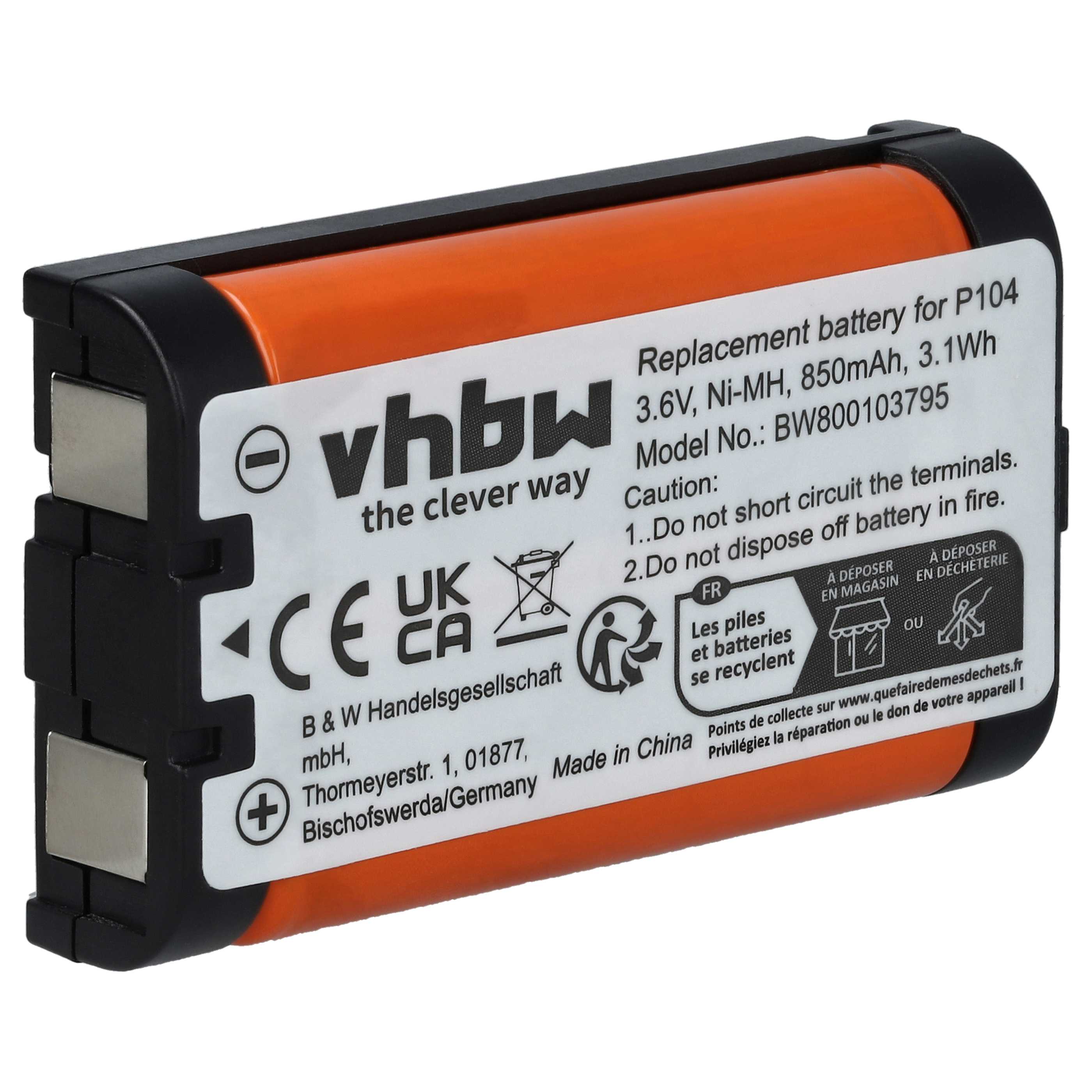 Landline Phone Battery Replacement for 23-968, 43-9024, 43-9025, 43-9026, 43-9030 - 850 mAh 3.6 V NiMH