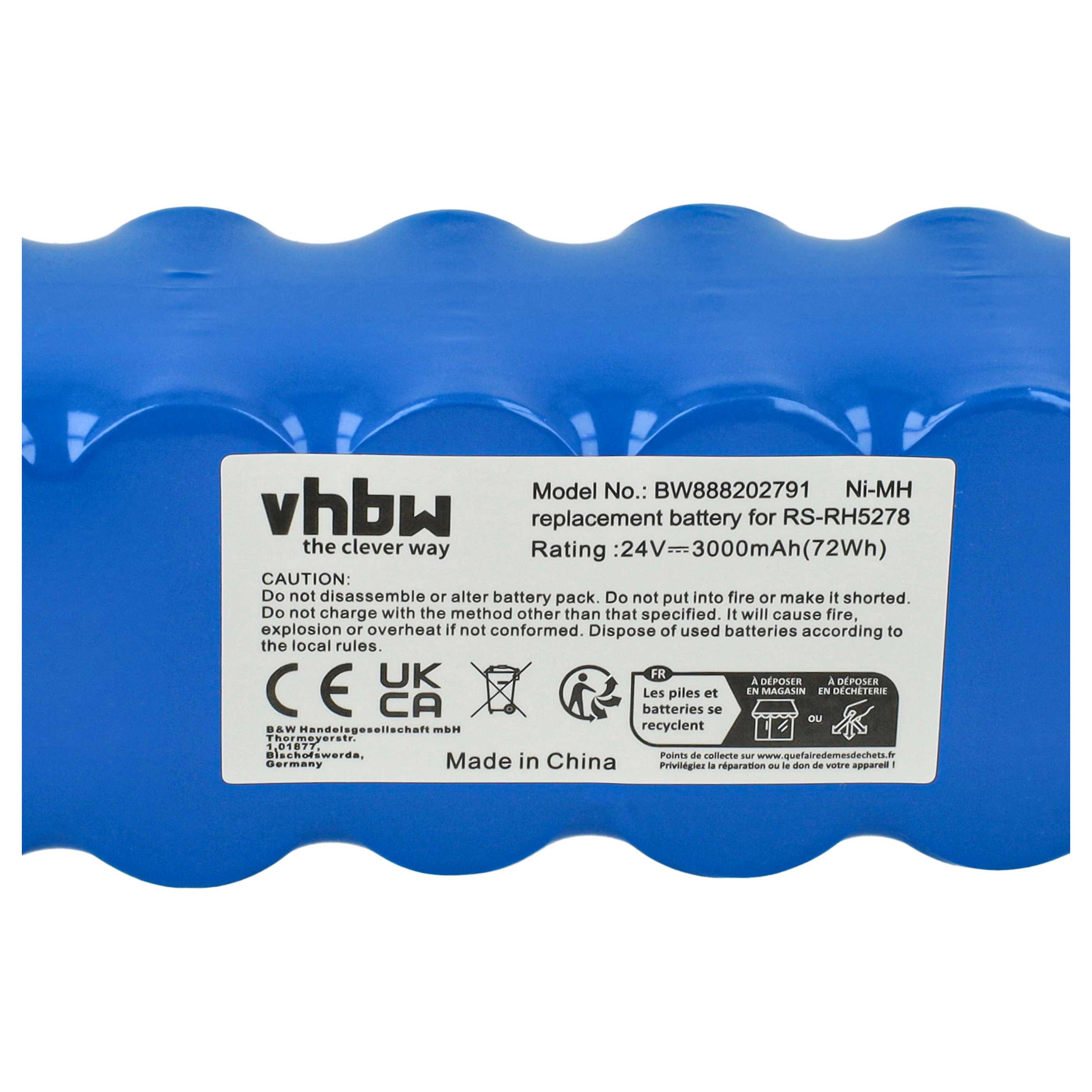 Battery replaces Rowenta RS-RH5278 for Rowenta 3000mAh, 24V, NiMH