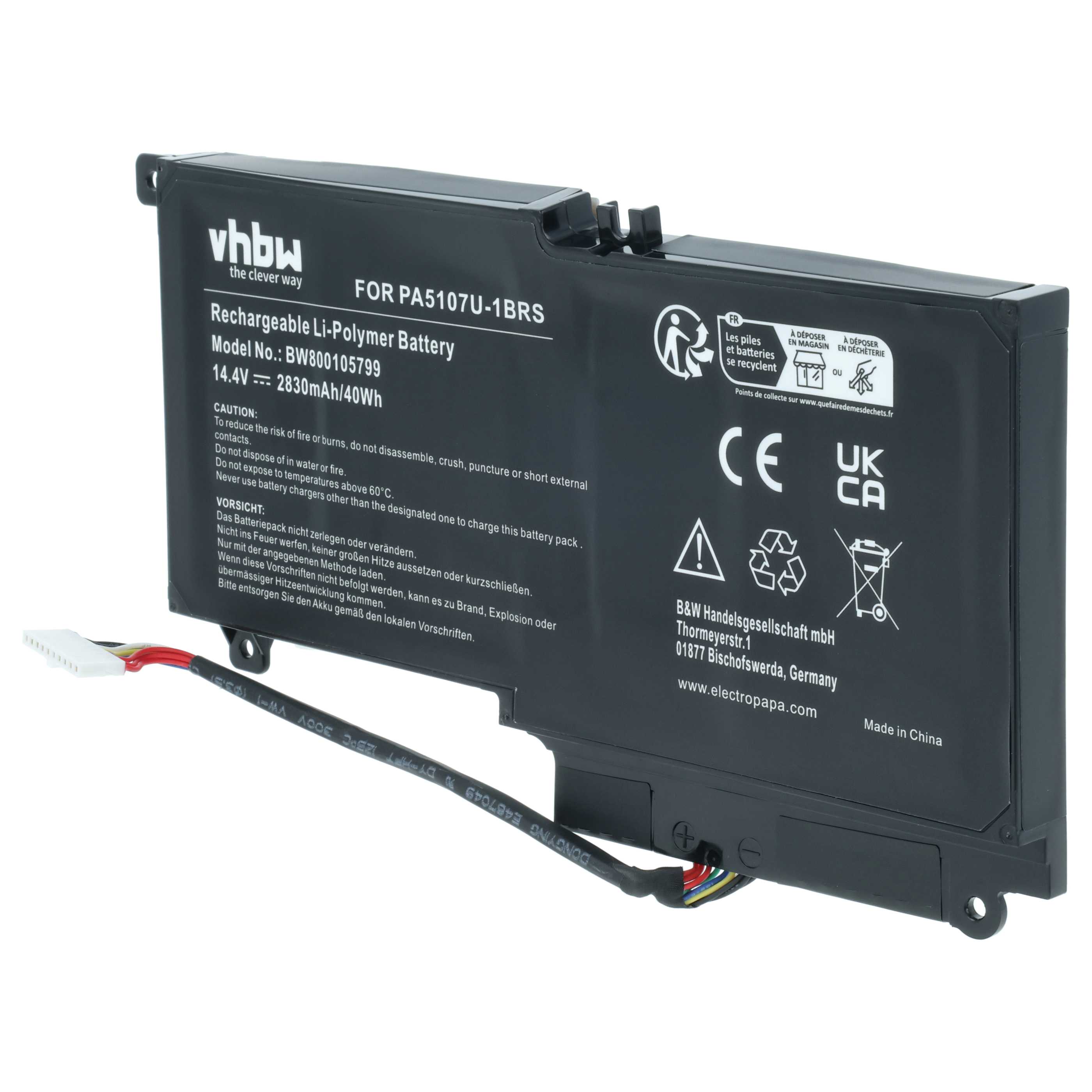 Akumulator do laptopa zamiennik Toshiba 7D013201M, 7D227747S, 4ICP9/39/65-1 - 2830 mAh 14,4 V Li-Ion