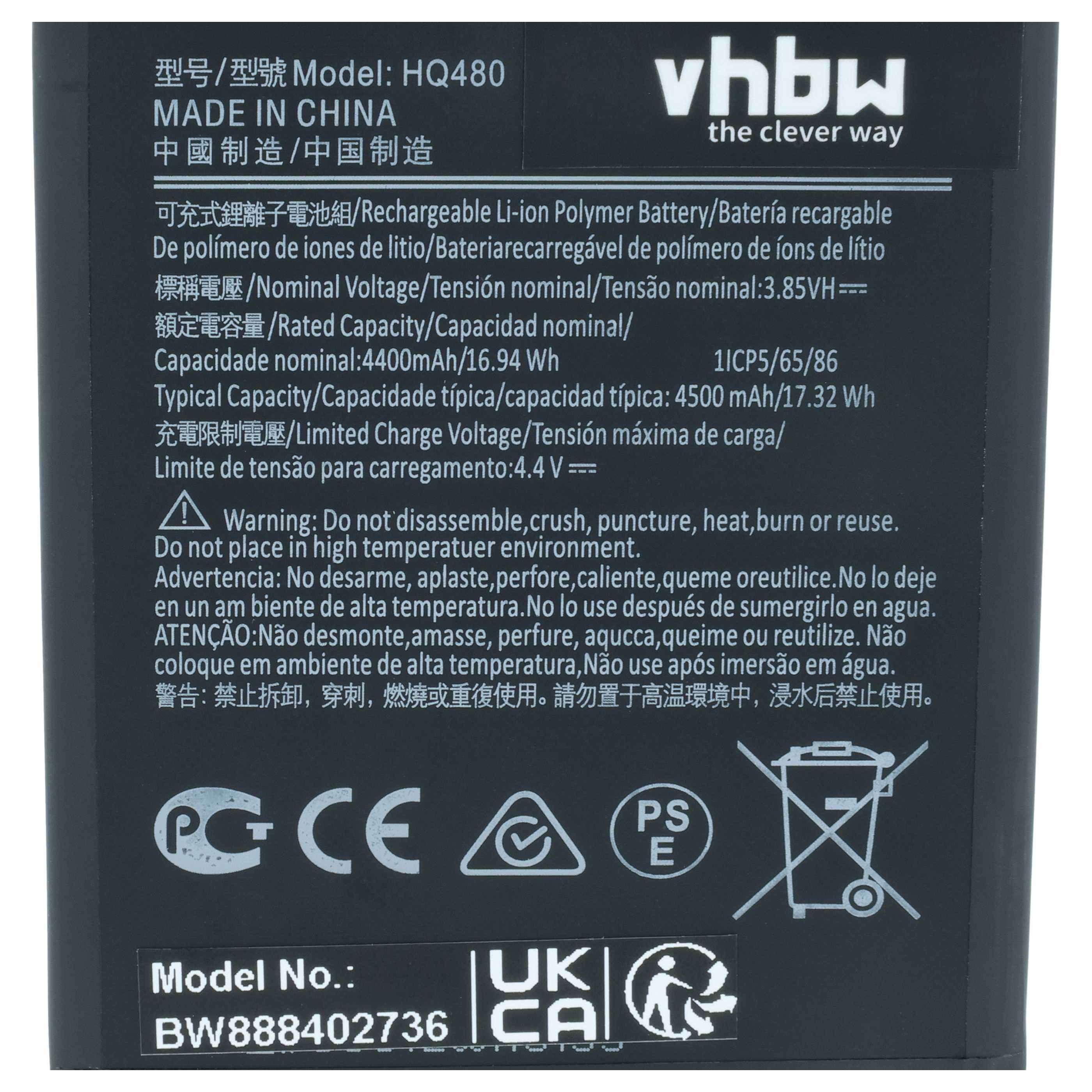 Akumulator do telefonu smartfona zamiennik Nokia HQ480 - 4400 mAh 3,85 V LiPo