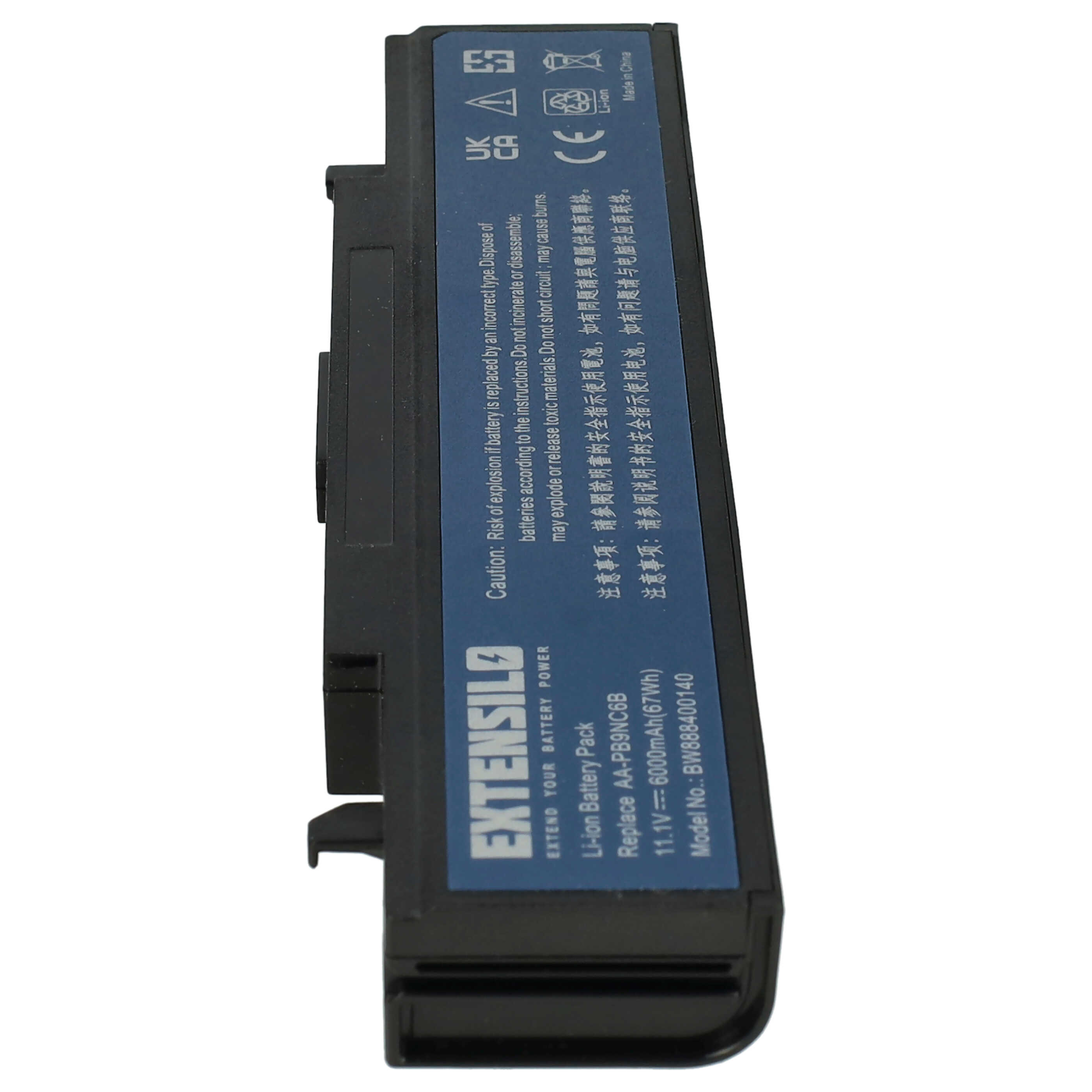 Notebook Battery Replacement for Samsung AA-PB9NC5B, AA-PB9MC6B, AA-PB9MC6W, AA-PB9MC6S - 6000mAh 11.1V Li-Ion