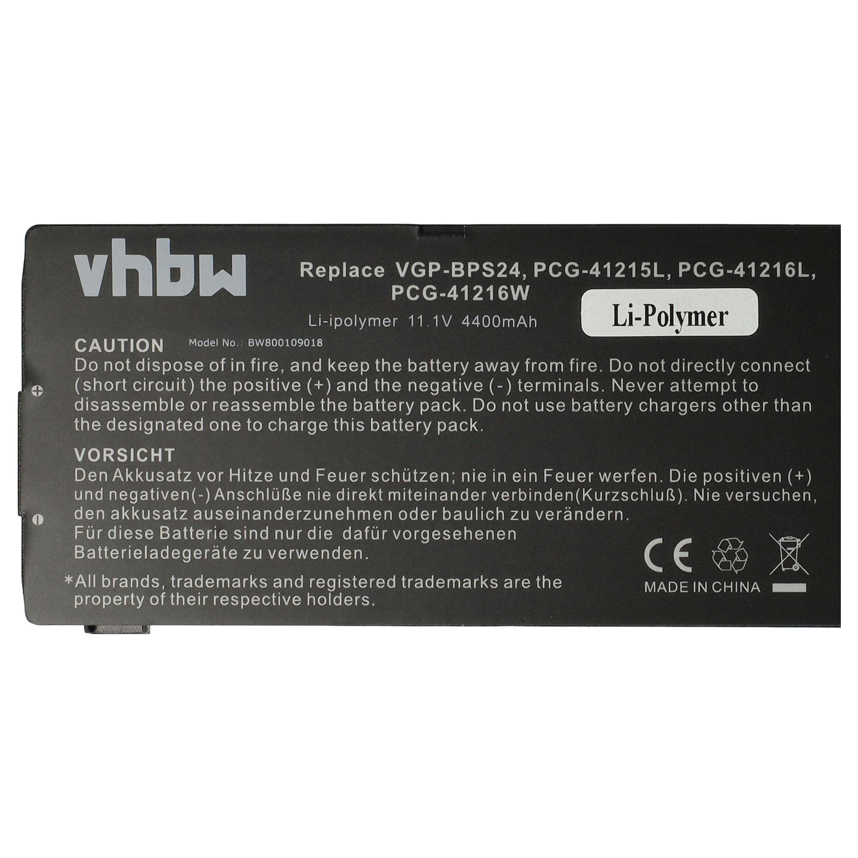 Akumulator do laptopa zamiennik Sony VGP-BPL24, VGP-BPSC24, VGP-BPS24 - 4400 mAh 11,1 V Li-Ion, czarny